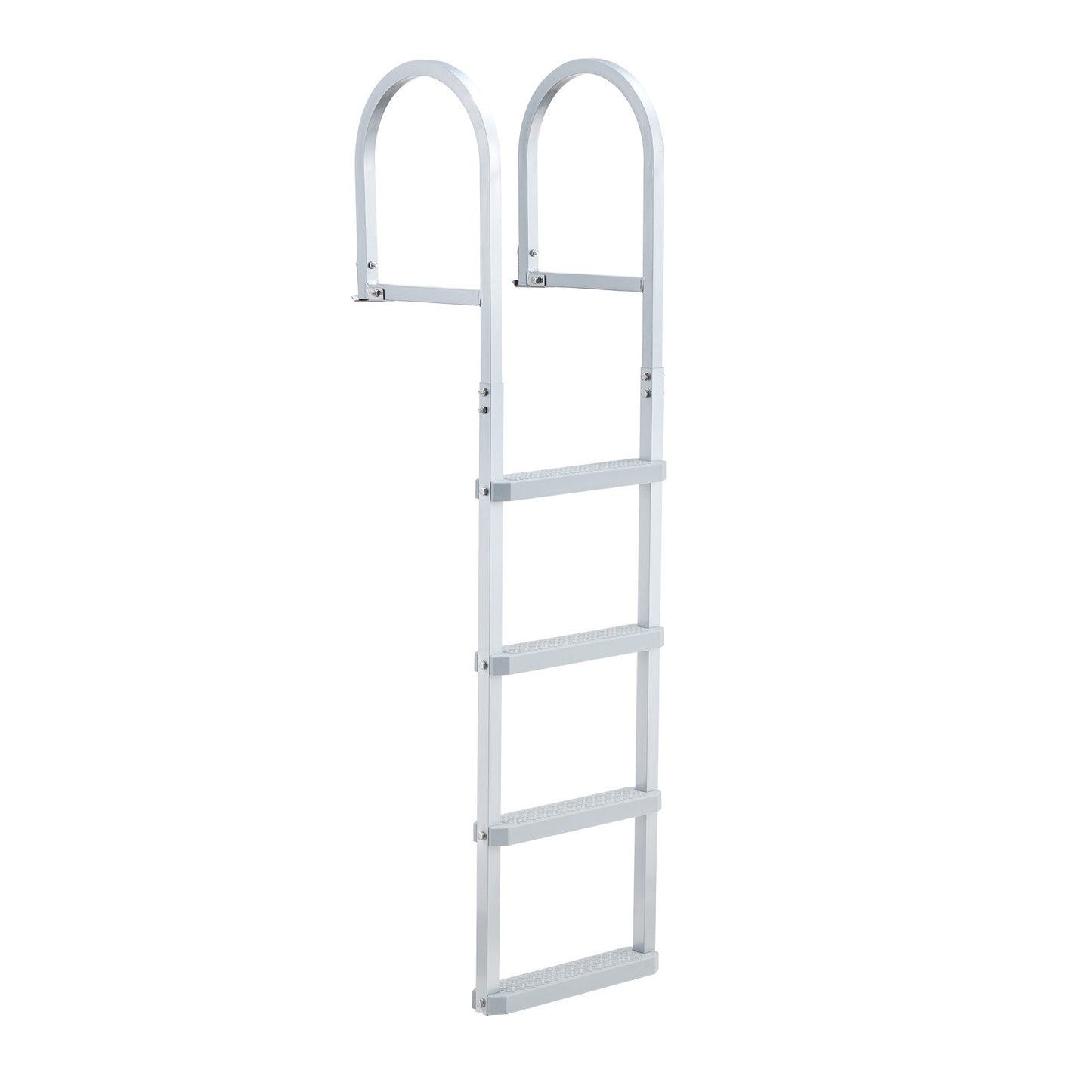 Removable Dock Ladder, 4 Steps, Aluminum Alloy Pontoon Boat Swim Ladder, with Non-Slip Wide PP Steps, 227 kg Weight Capacity, Quick Release Design, for Lake Swimming, Pool, Marine Boarding