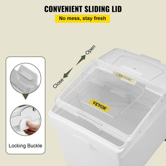 Ingredient Storage Bin Set, 3-Piece, 120L Capacity, with Wheels and Scoop