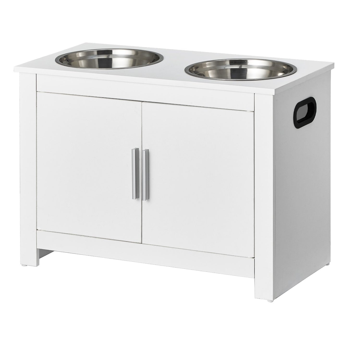 Pet Feeding Station with 2 Stainless Steel Bowls, Elevated Dog Bowls with Storage, Dog Food Storage and Feeder Station with Storage Cabinet, Pet Toy Storage Organizer, for Dogs, Modern