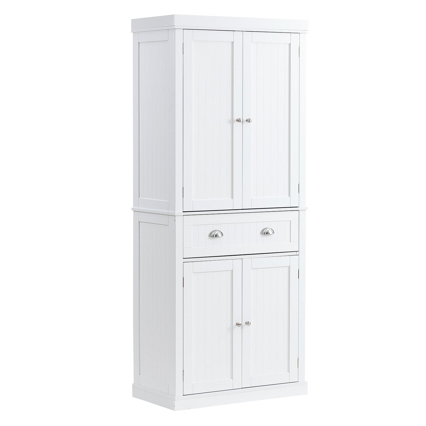 Freestanding Kitchen Pantry Cabinet with Adjustable Shelves, Pearl White, 183 cm