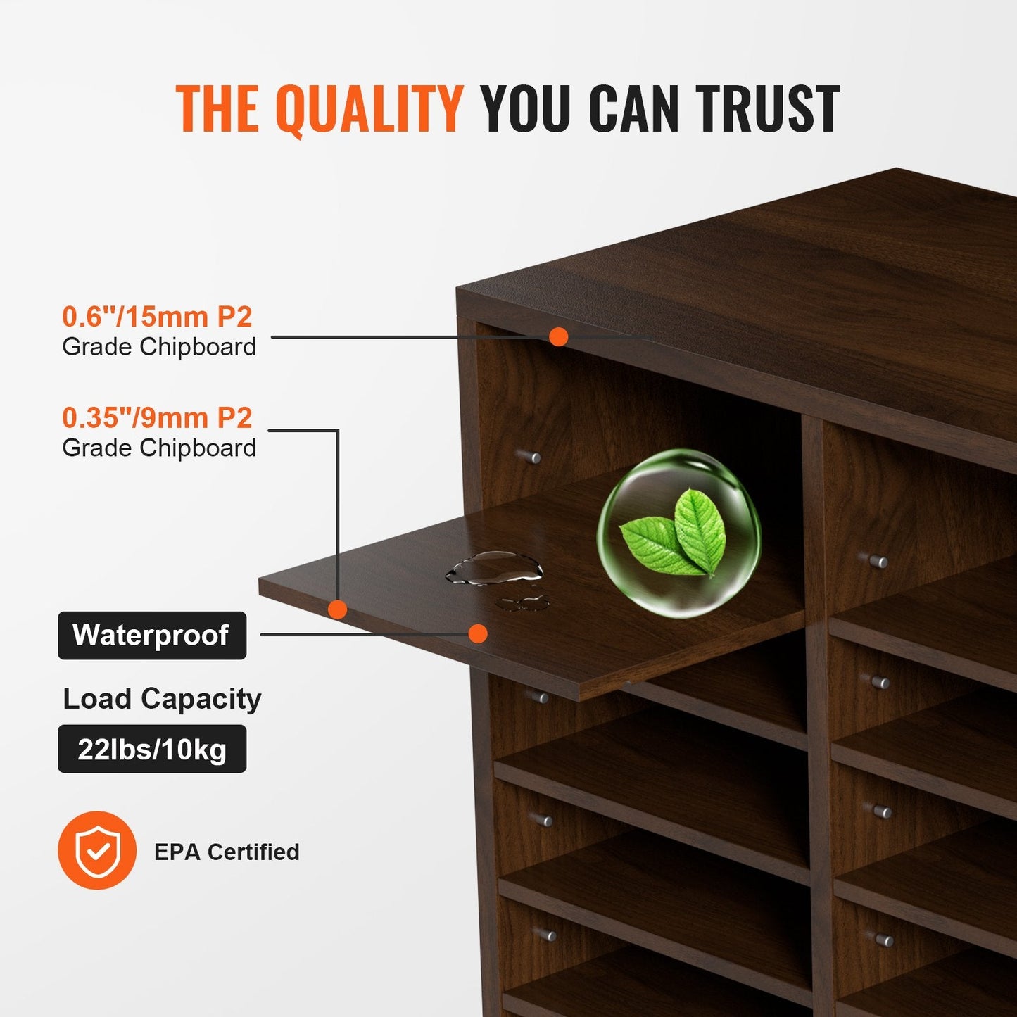 Wooden Literature Organizer with 24 Adjustable Compartments, 10 kg Capacity