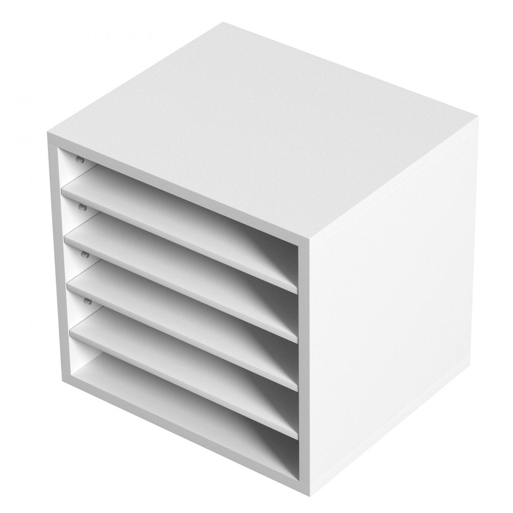 VEVOR Wood Literature Organizer Adjustable File Sorter 5 Compartments White