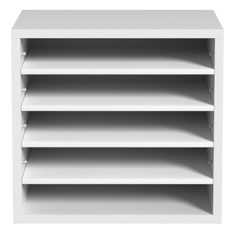 VEVOR Wood Literature Organizer Adjustable File Sorter 5 Compartments White