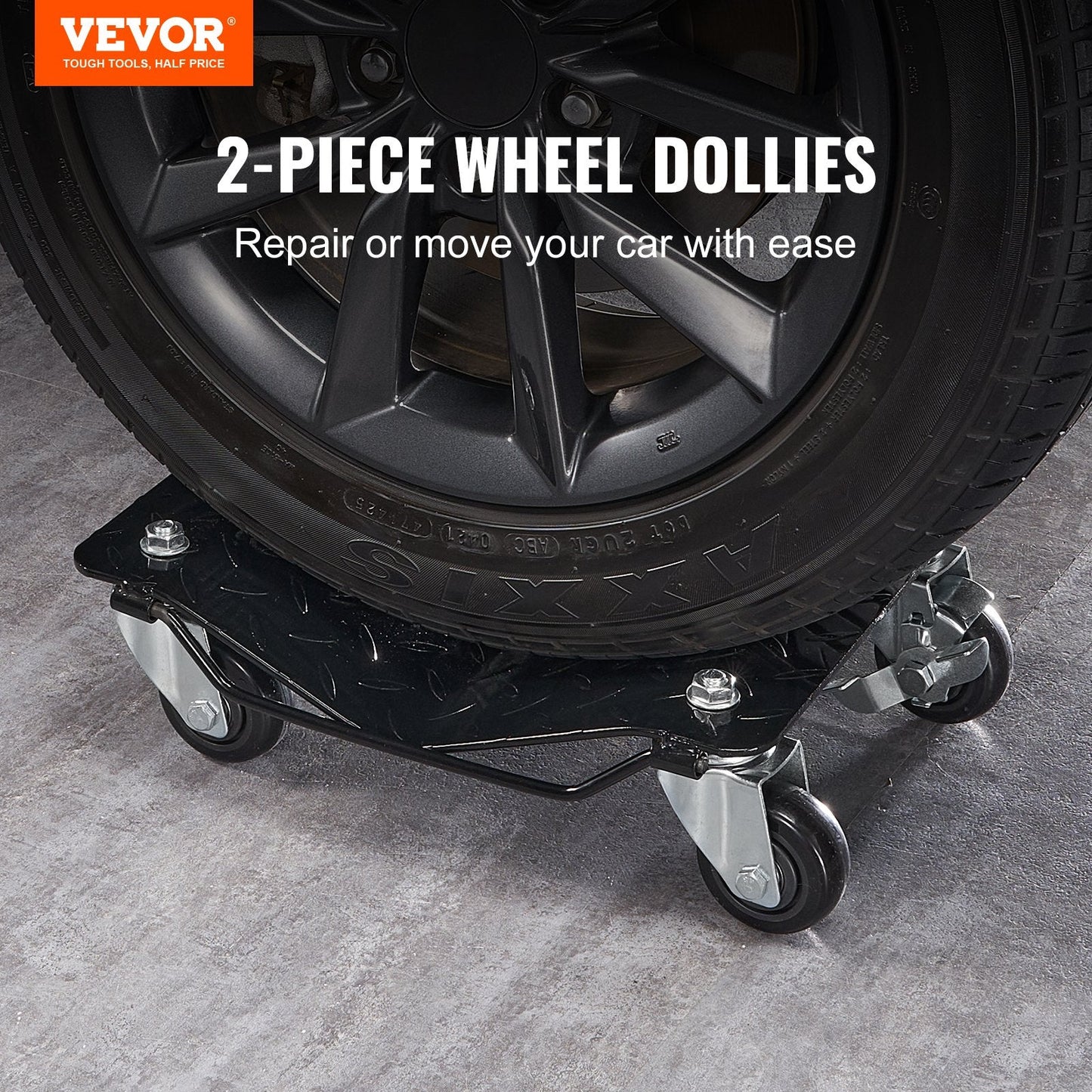 Heavy Duty Car Tire Dolly Set, 2 PCS, 1360 kg Capacity, Easy Maneuverability
