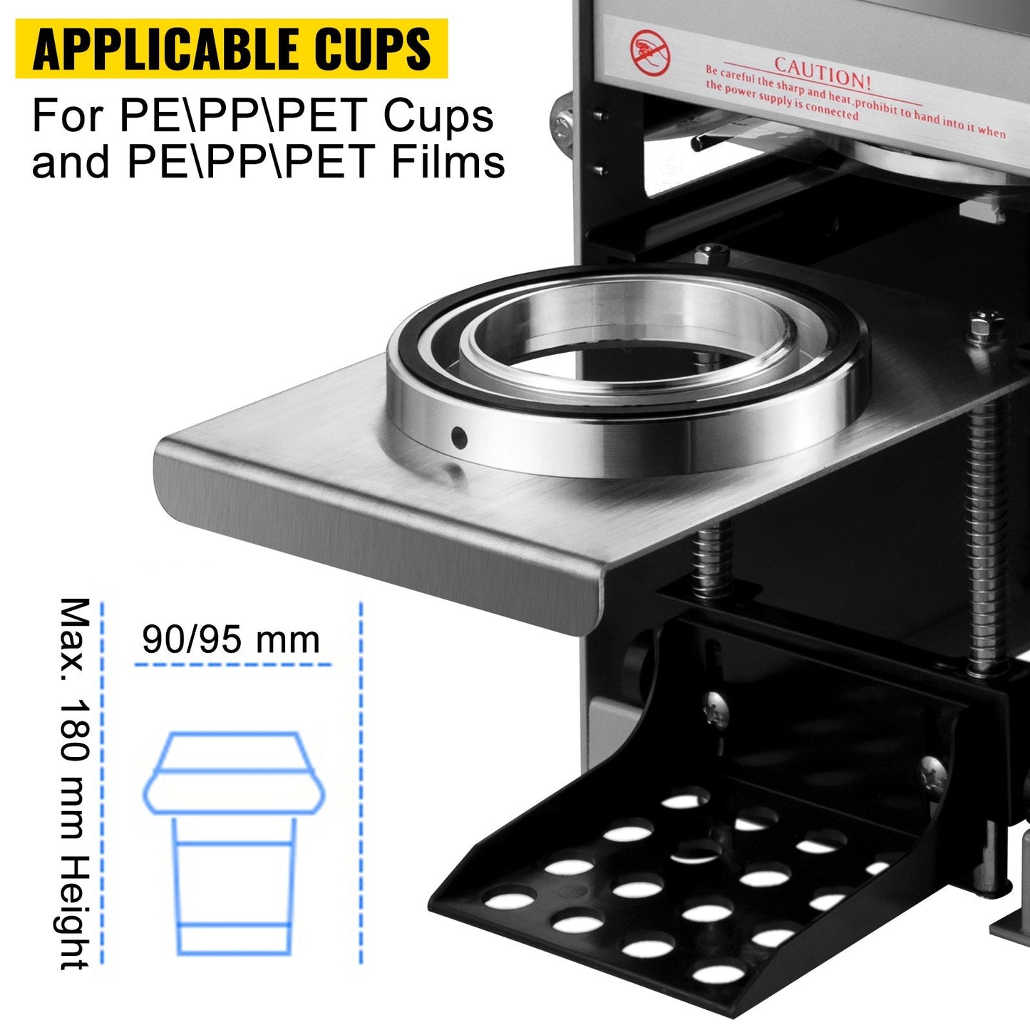 Semi-Automatic Electric Bubble Tea Cup Sealer, 300-500 Cups/Hour, Silver