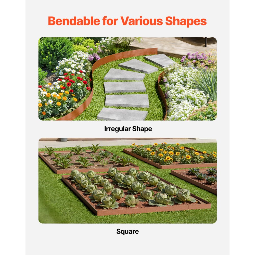 VEVOR Steel Landscape Edging 10 Packs 40 x 4.5in Weather-Resistant for Yard Lawn