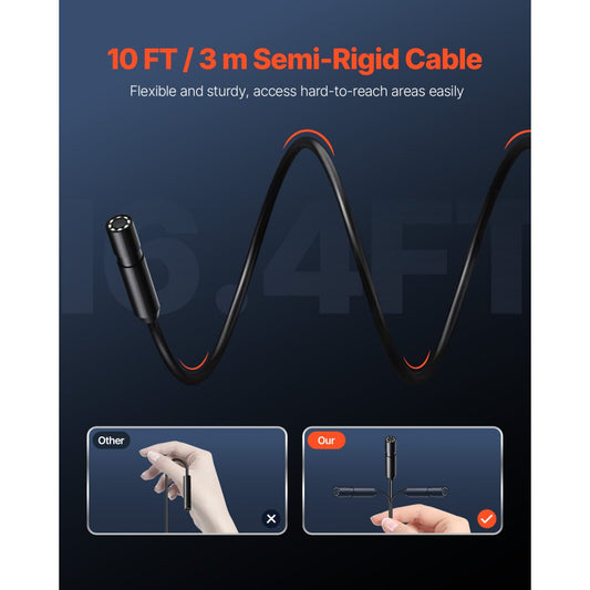 VEVOR Endoscope Camera 1920P HD Borescope for Android & IOS with 3m Cable