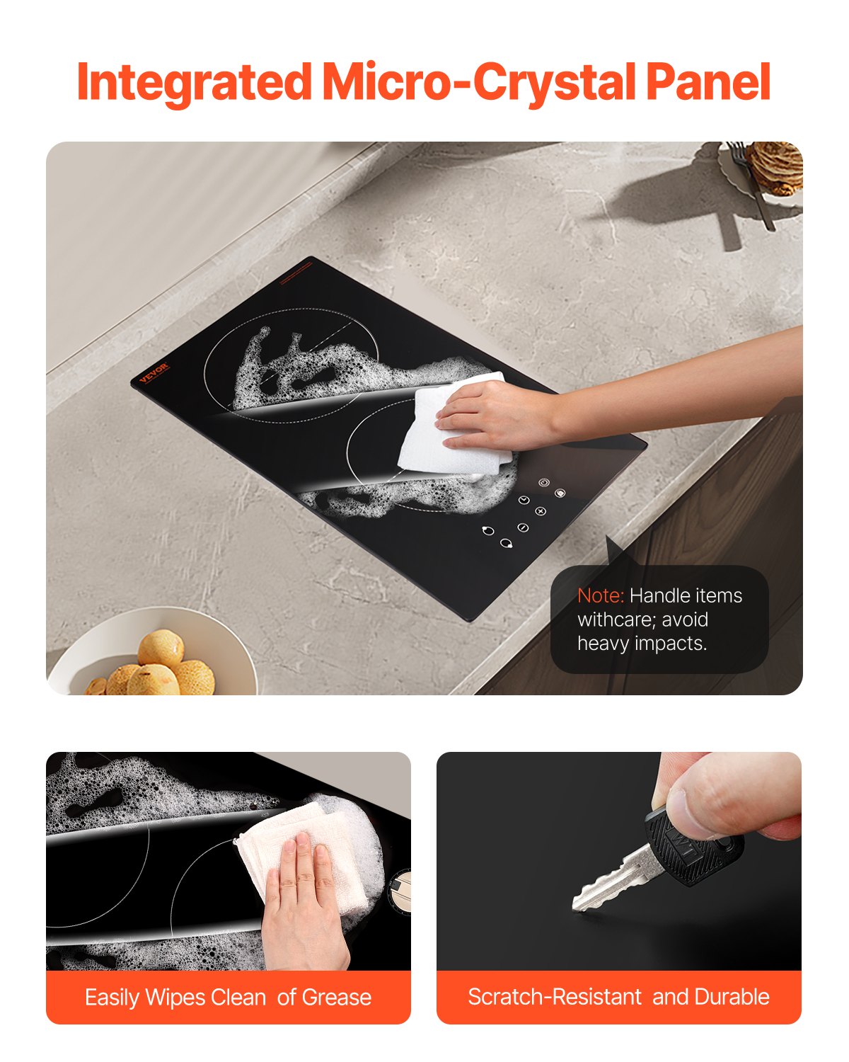 VEVOR 3400W 2 Burner Induction Cooktop Electric Countertop Burner Touch Control