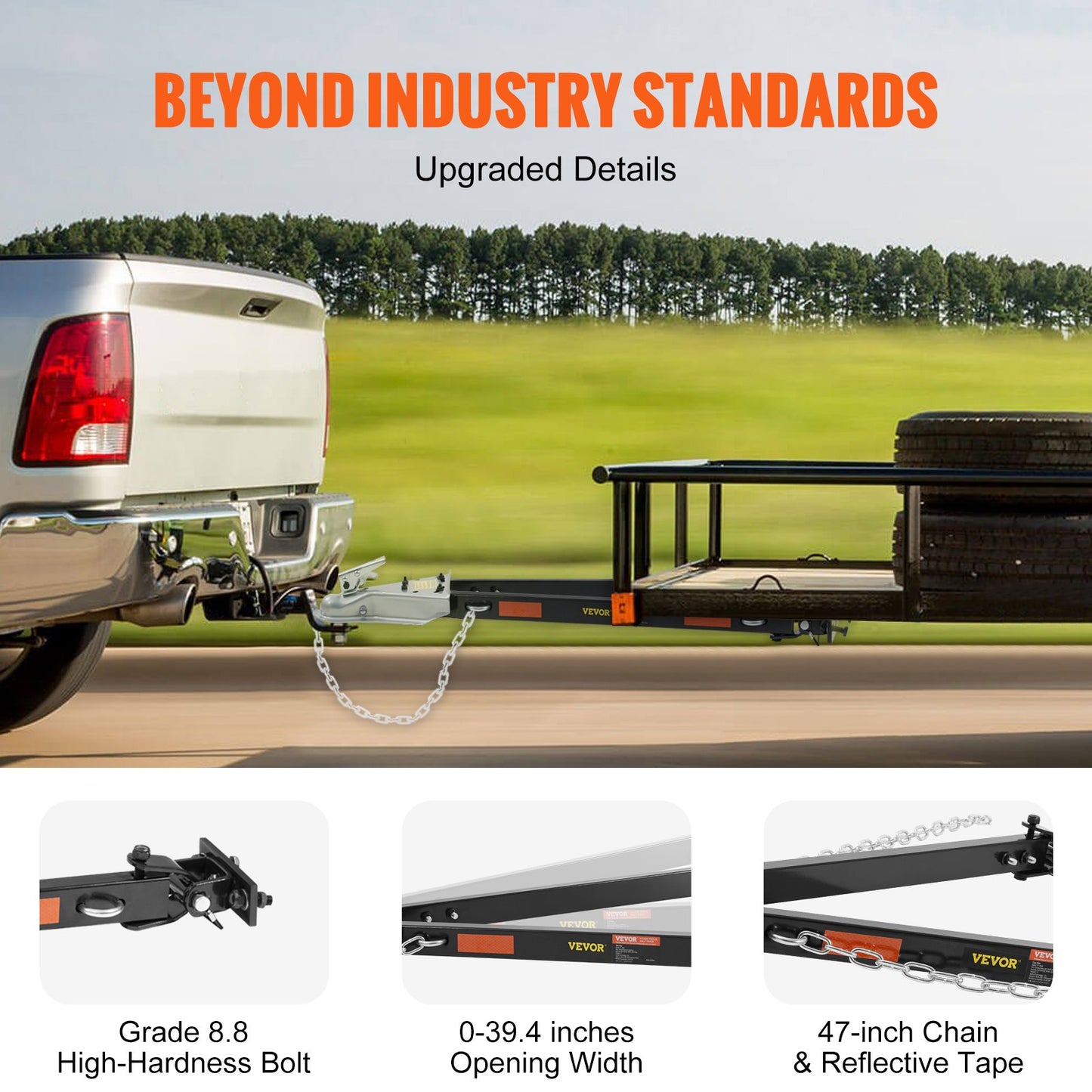 VEVOR Tow Bar, 2495 kg Towing Capacity with Chains, Powder-Coating Alloy Steel Bumper-Mounted