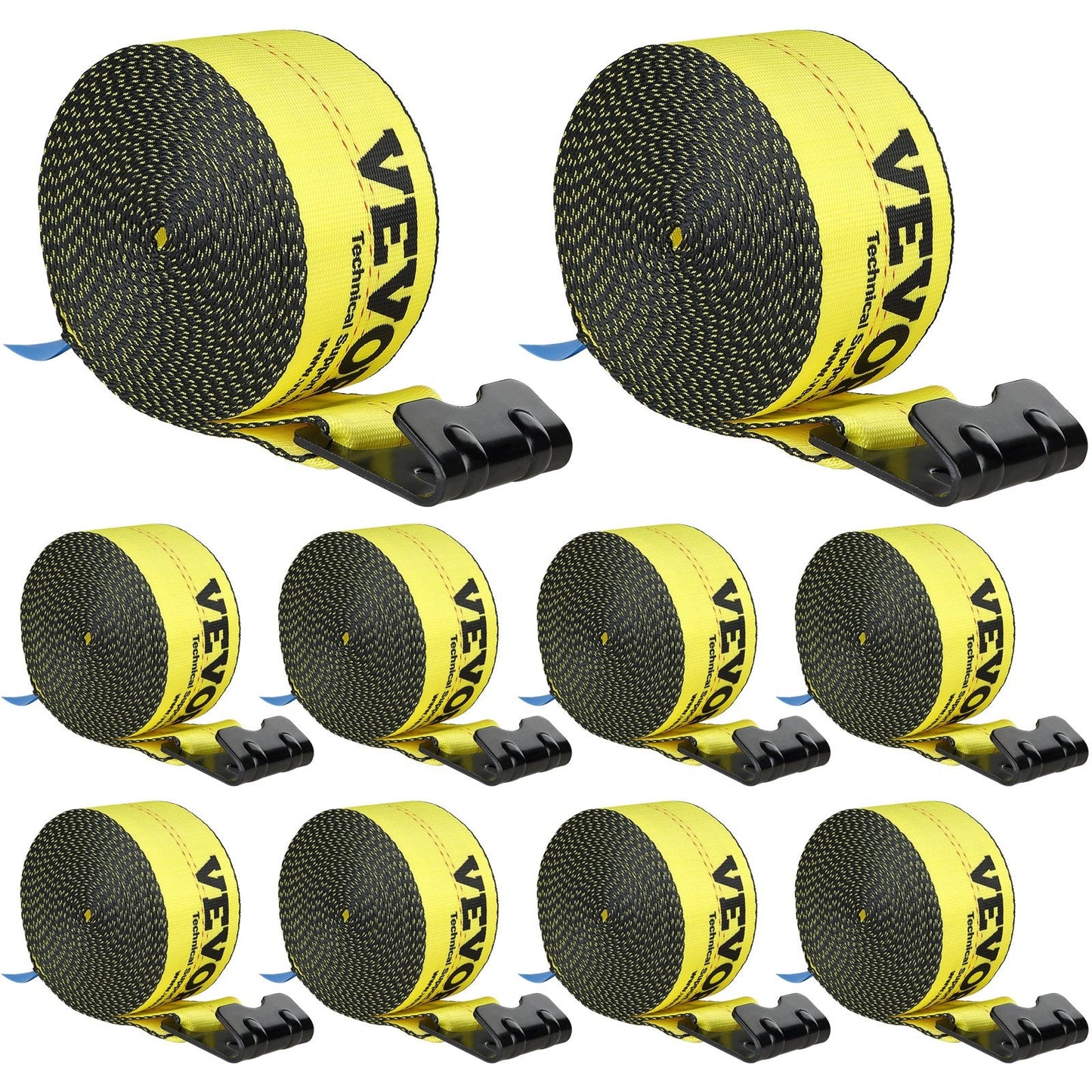 Heavy-Duty Winch Straps 10.2 cm x 9.1 m, 8.2T Strength, 10 Pack, Yellow