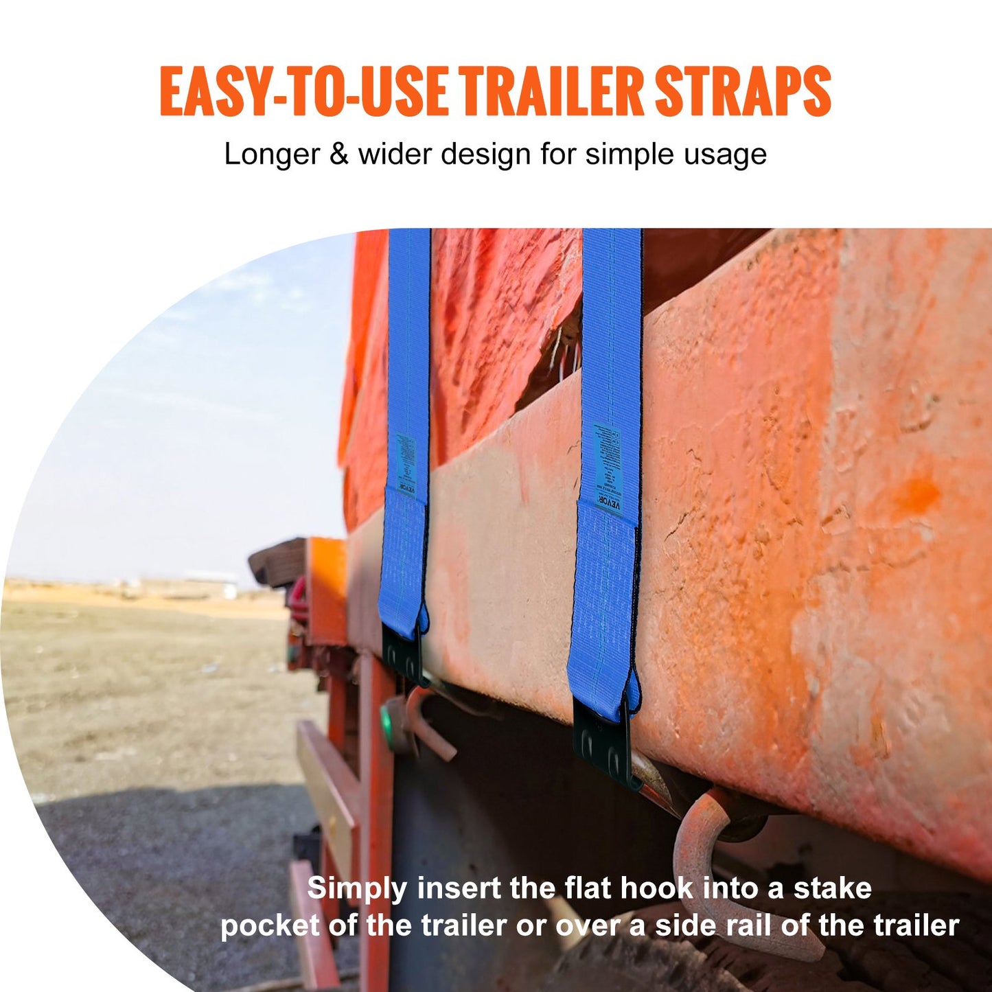 VEVOR Winch Straps, 10.2 cm x 9.1 m, 2.7T Load Capacity, 8.2T Breaking Strength,