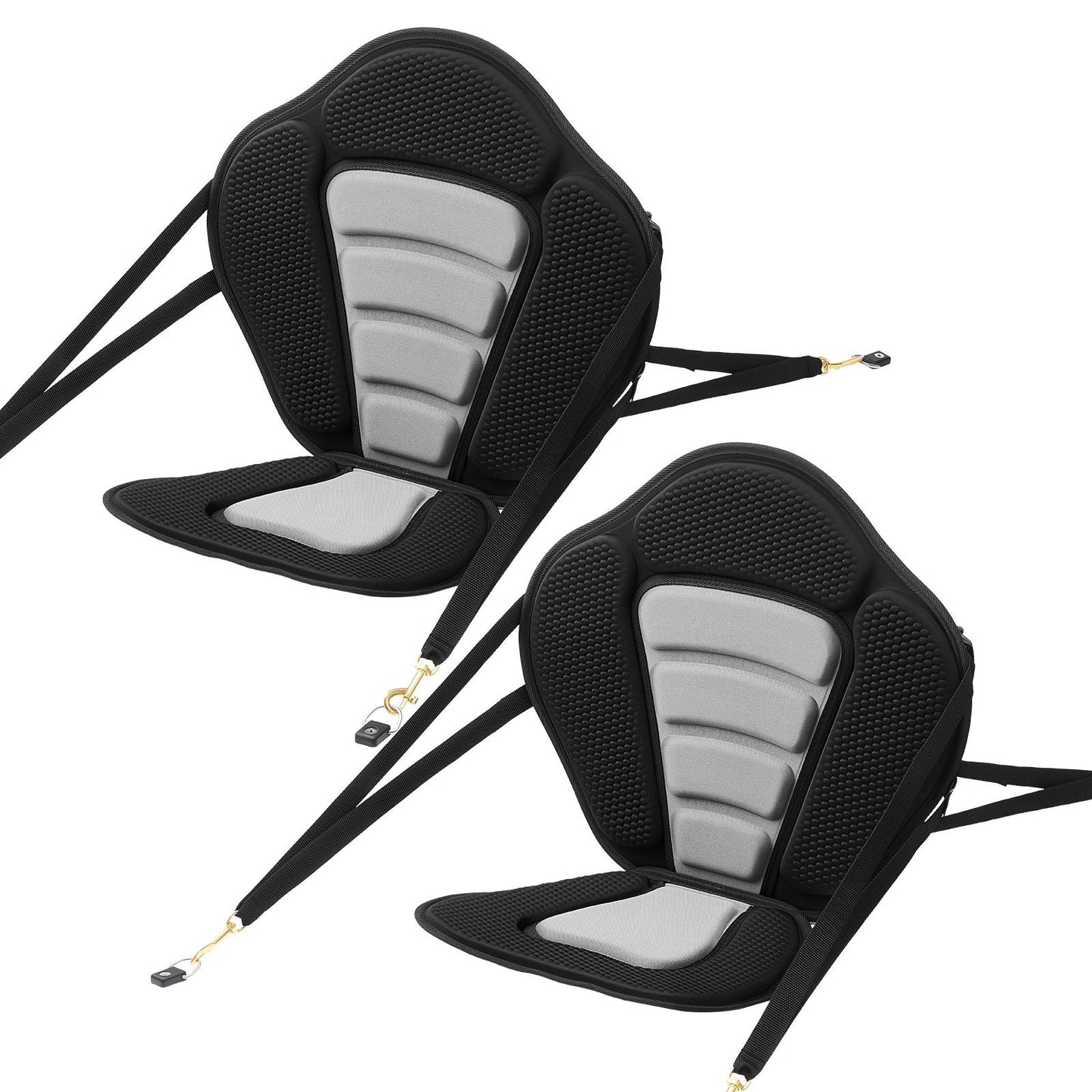 Kayak Seat, 2 Pack 12 mm Thick, Universal Paddle Board Seat with Back Support, Sit-on-Top Soft Padded Cushion with Storage Bag & Adjustable Straps for SUP, Canoe, Fishing Boat, Inflatable Kayak