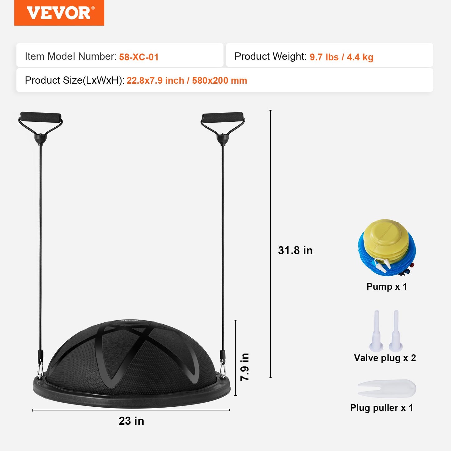 VEVOR Half Exercise Ball Trainer, 23 inch Balance Ball Trainer, 660 lbs Capacity