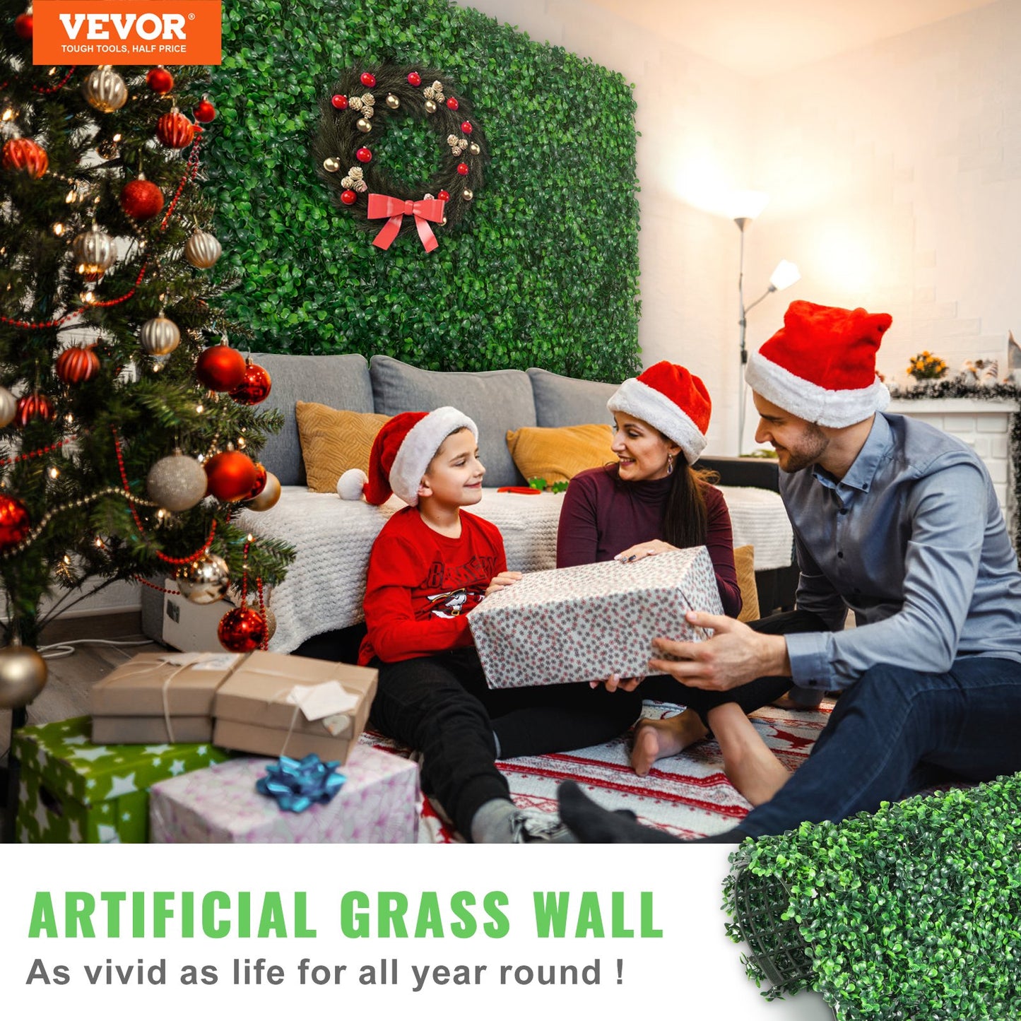 VEVOR 12PCS 10x10 inch Artificial Boxwood Panels, Boxwood Hedge Wall Mat,Artificial