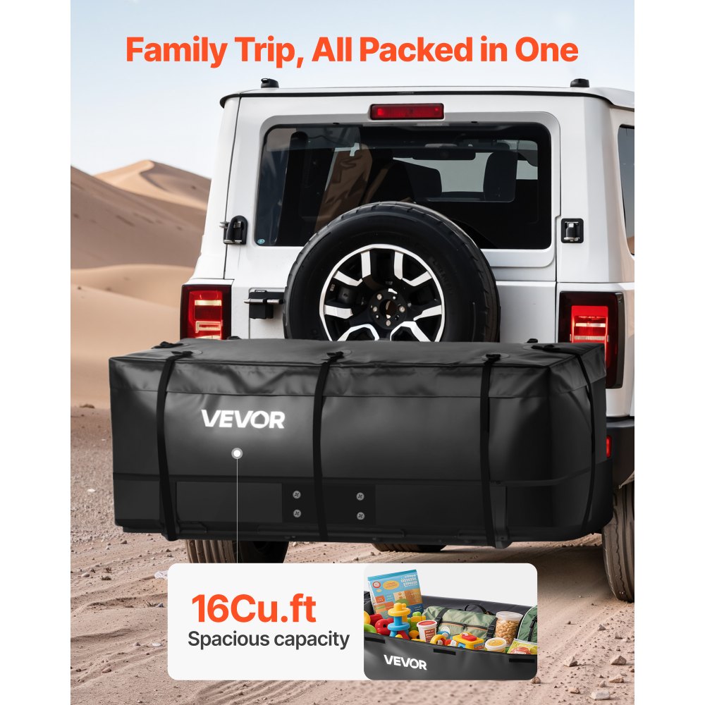 VEVOR Hitch Cargo Carrier Bag 146 x 49.5 x 60.5 cm (16 Cubic Feet) Waterproof