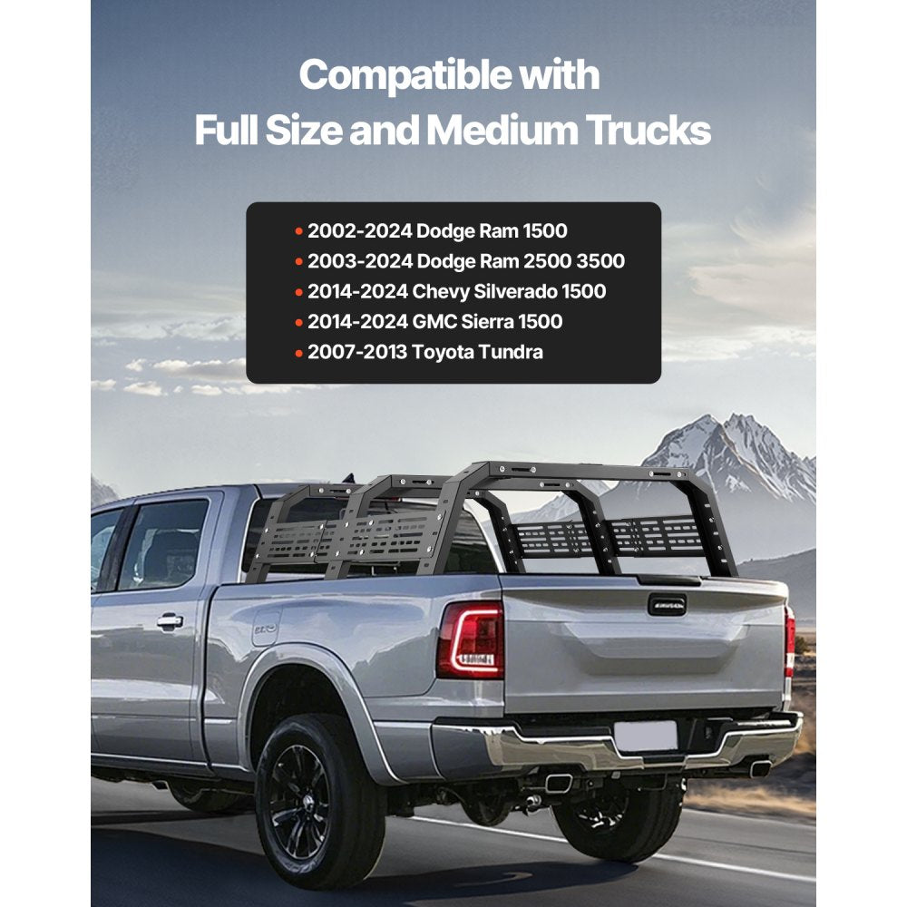 VEVOR Overland Truck Bed Rack 408.2 kg Capacity Fit Full Size & Mid-Size Trucks