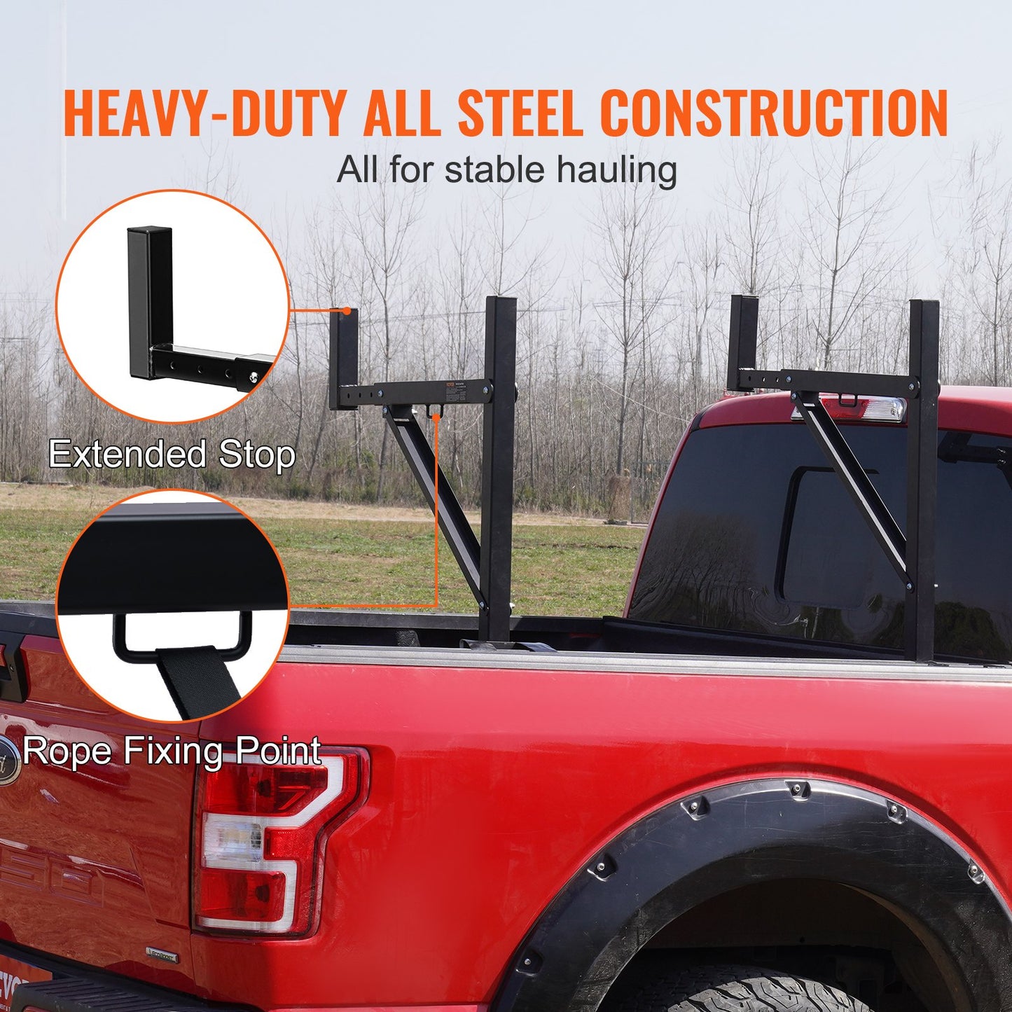 VEVOR Truck Rack, 19-34inch Extendable Truck Ladder Rack, 38.6"-43.6" Adjustable