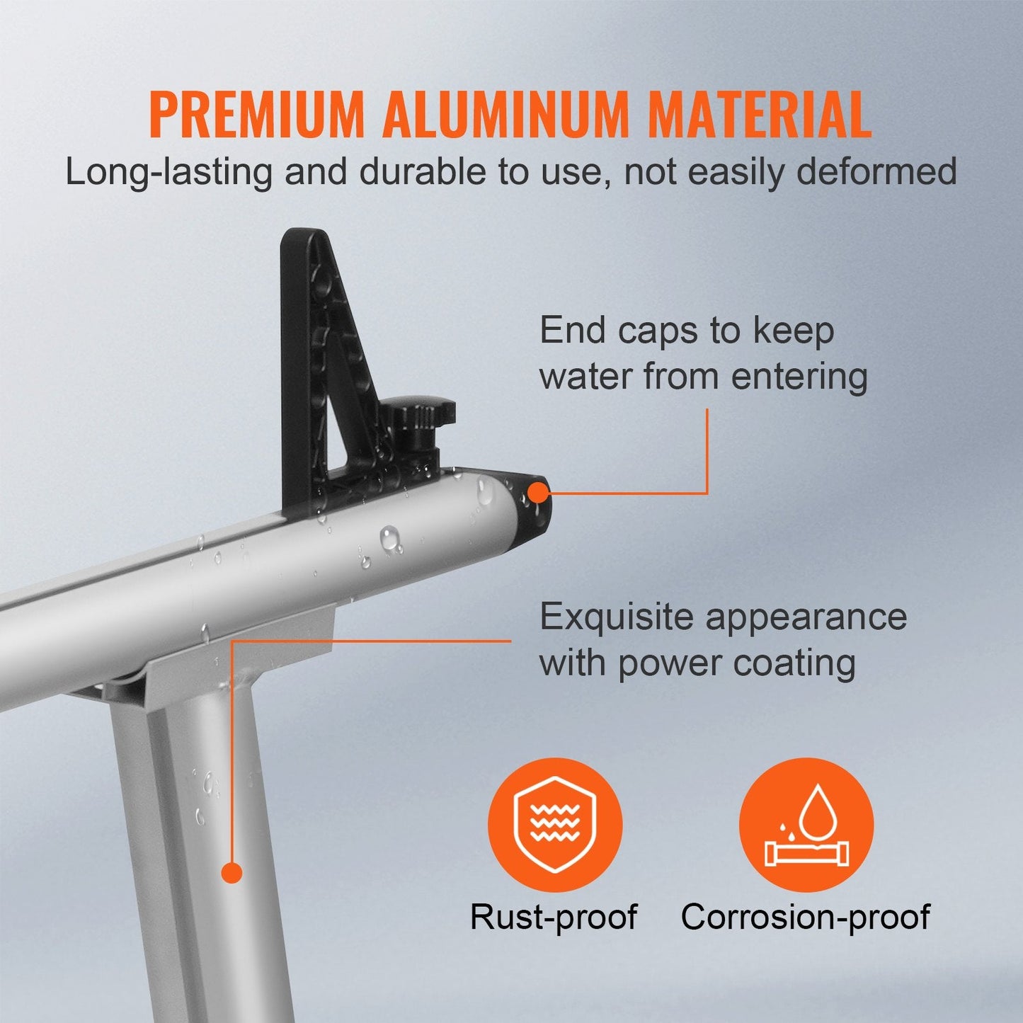 Adjustable Aluminum Truck Ladder Rack for Kayaks, 71x31 cm, 363 kg Capacity