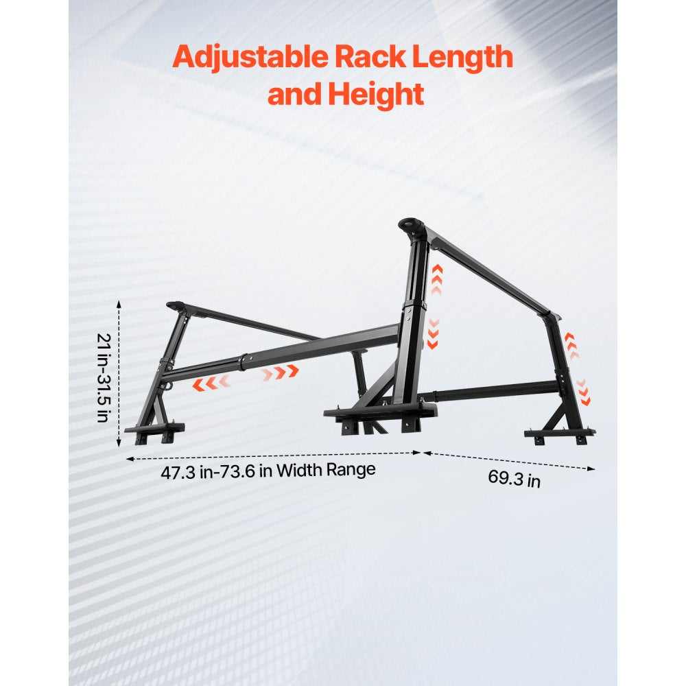 VEVOR Truck Ladder Rack Non-Drilling Bed Rack 362.9 kg Capacity for Large Cargo