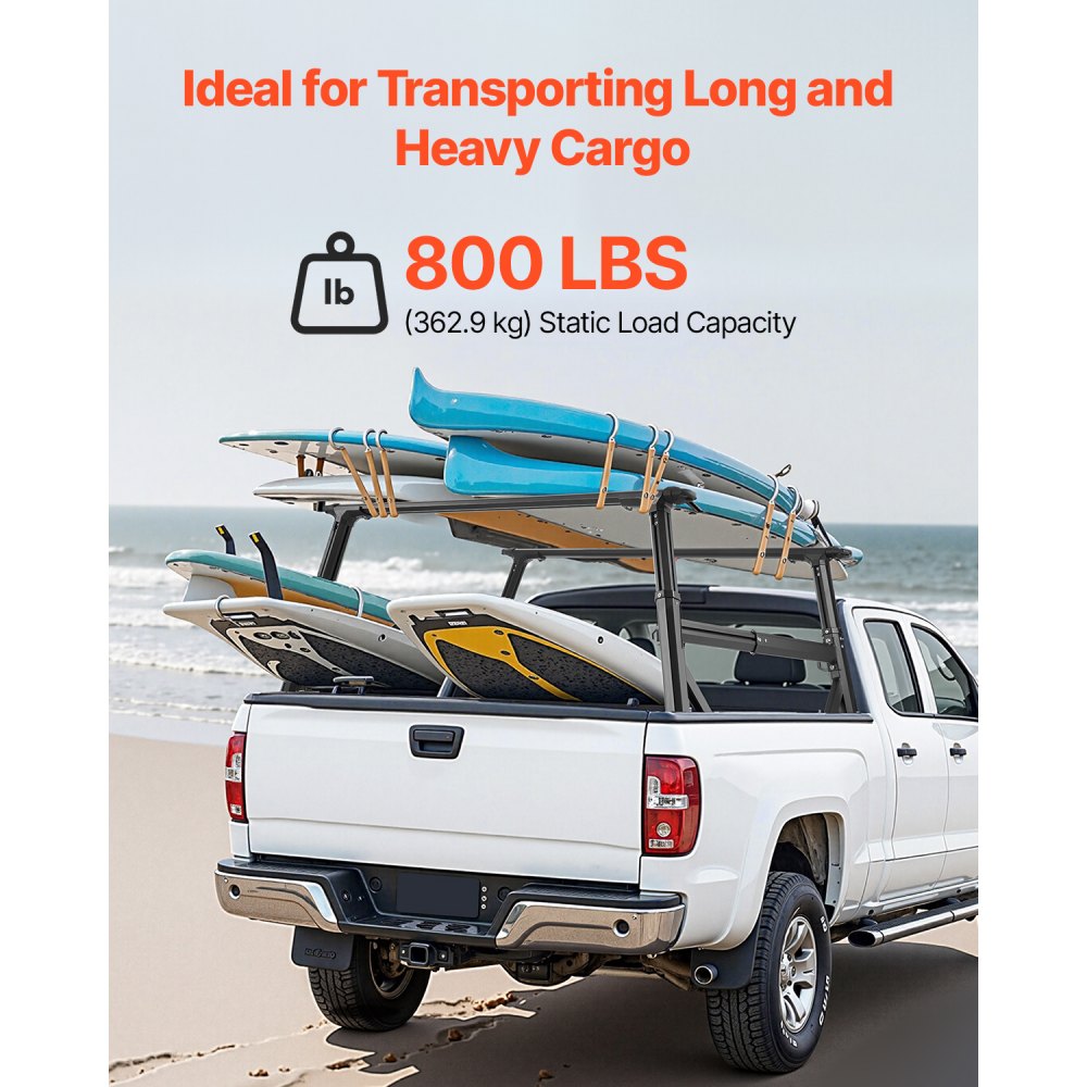 VEVOR Truck Ladder Rack Non-Drilling Bed Rack 362.9 kg Capacity for Large Cargo