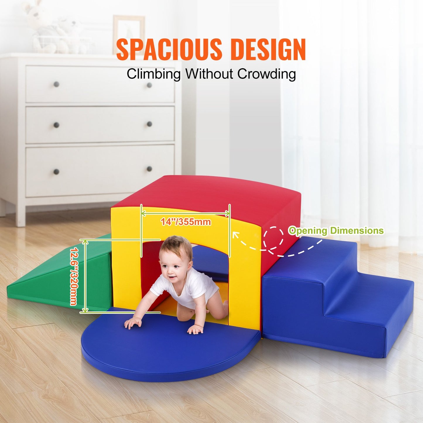 VEVOR Toddler Climbing Toys Indoor, 5 Piece Climb, Crawl and Tunnel Soft Play Equipment,