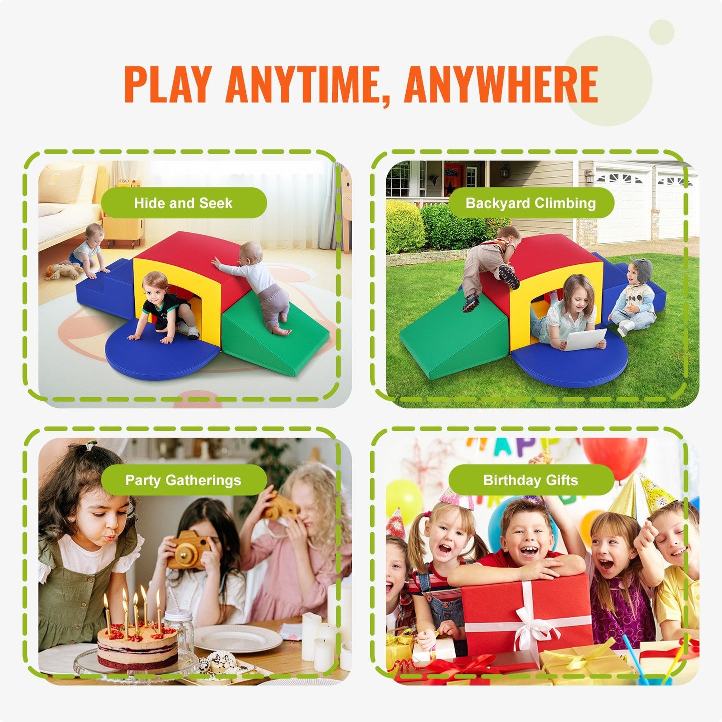 Indoor Soft Play Set for Toddlers - 5-Piece Climb, Crawl, and Tunnel Maze