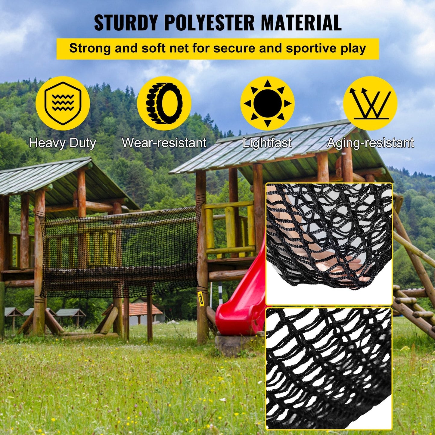 Durable 4.5 x 3.2 m Polyester Climbing Cargo Net for Playgrounds, 227 kg Capacity