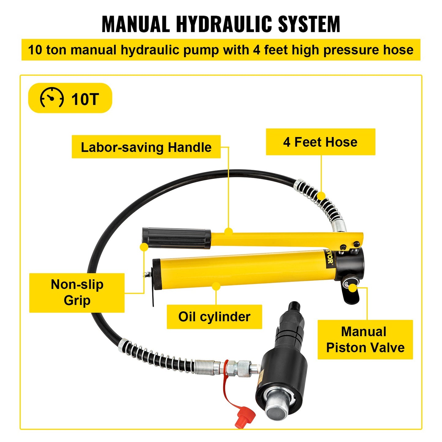 VEVOR Hydraulic Exhaust Pipe Expander, 1-5/8" to 4-1/4" size, 10 T Manual Hydraulic