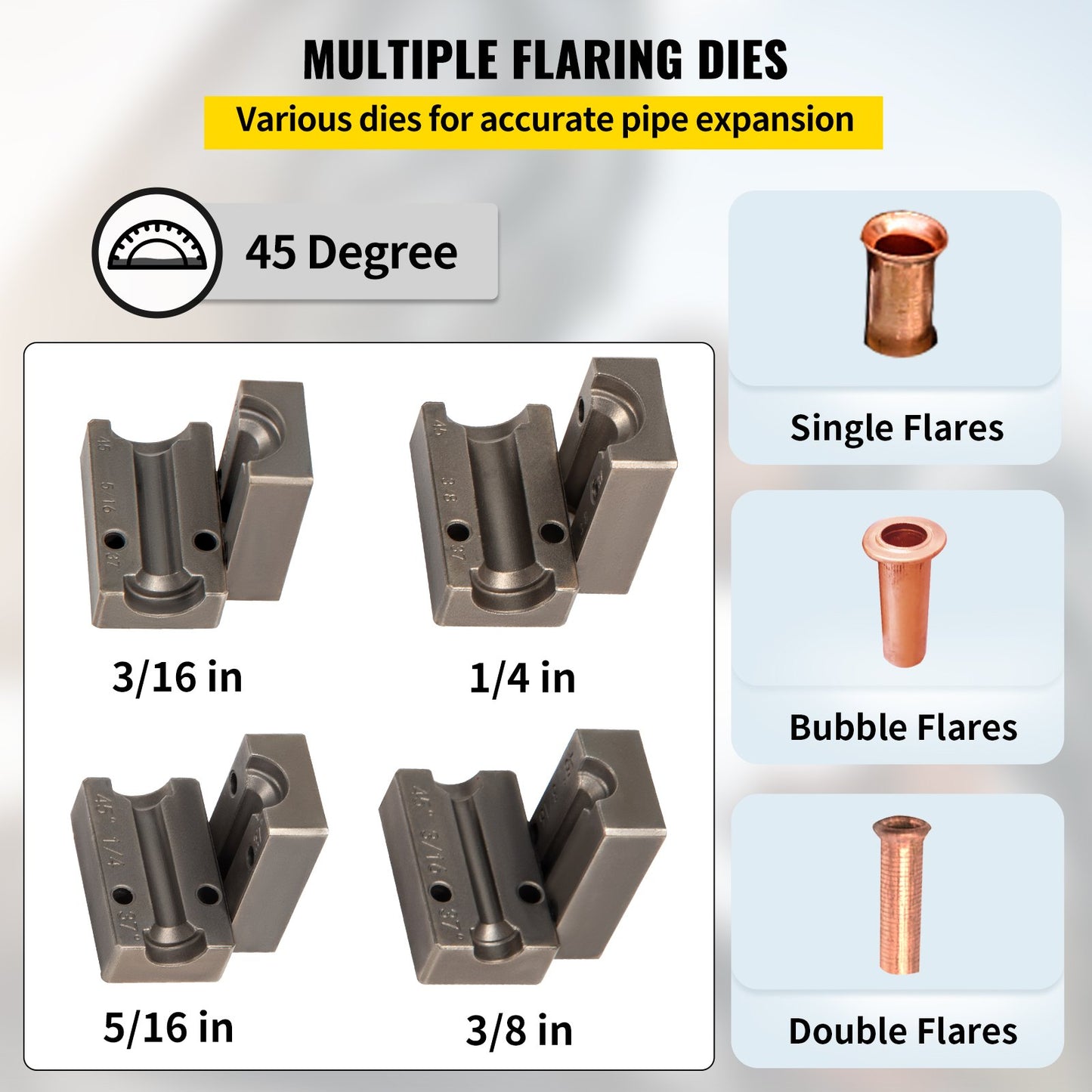 VEVOR Brake Line Flaring Tool, 45 Degree Single, Double, and Bubble Flares for 3/16",