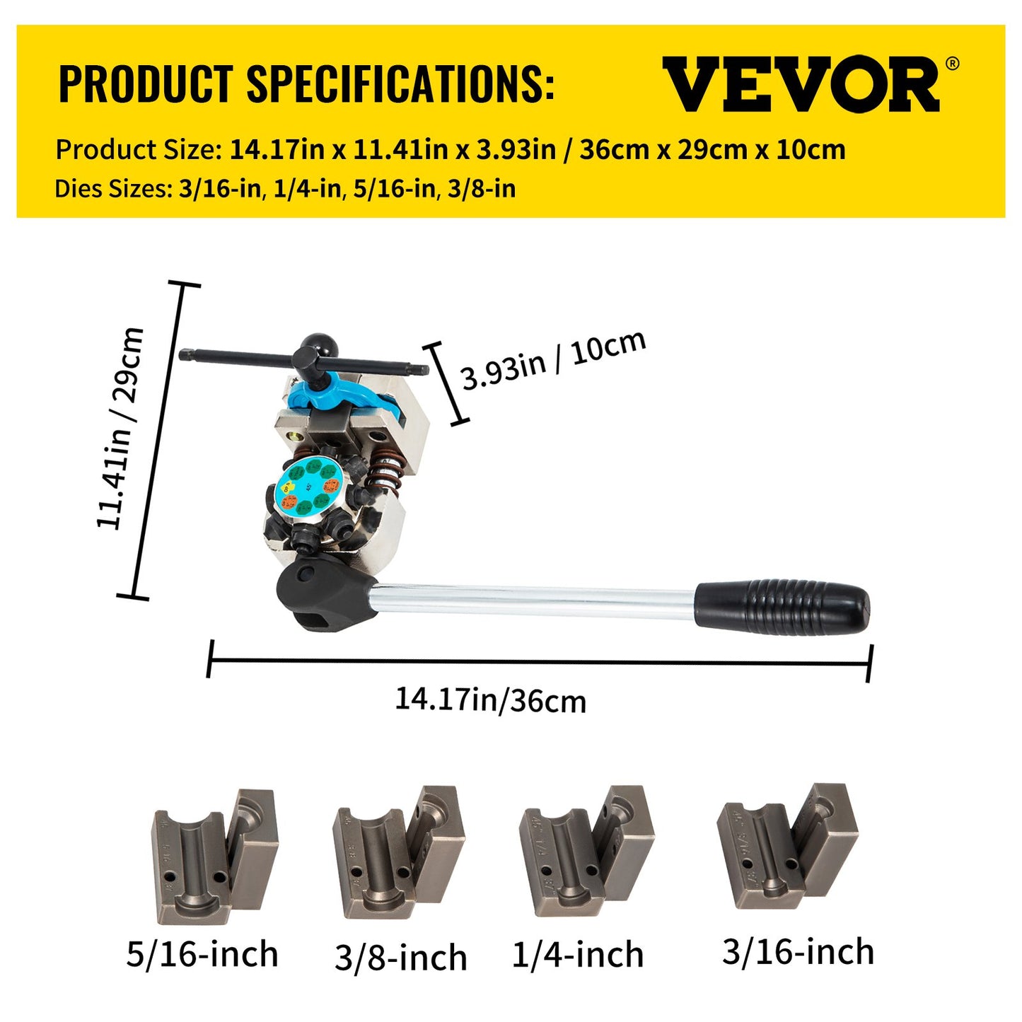 VEVOR Brake Line Flaring Tool, 45 Degree Single, Double, and Bubble Flares for 3/16",
