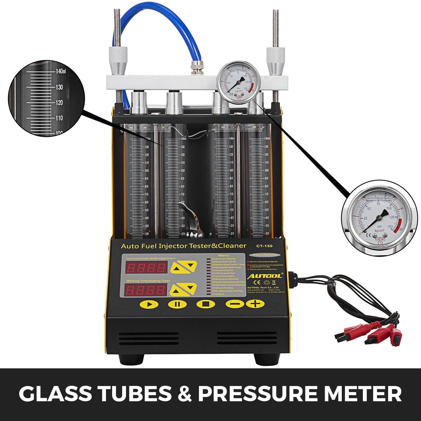 4-Cylinder Auto Fuel Injector Cleaner & Tester with Ultrasonic Cleaning