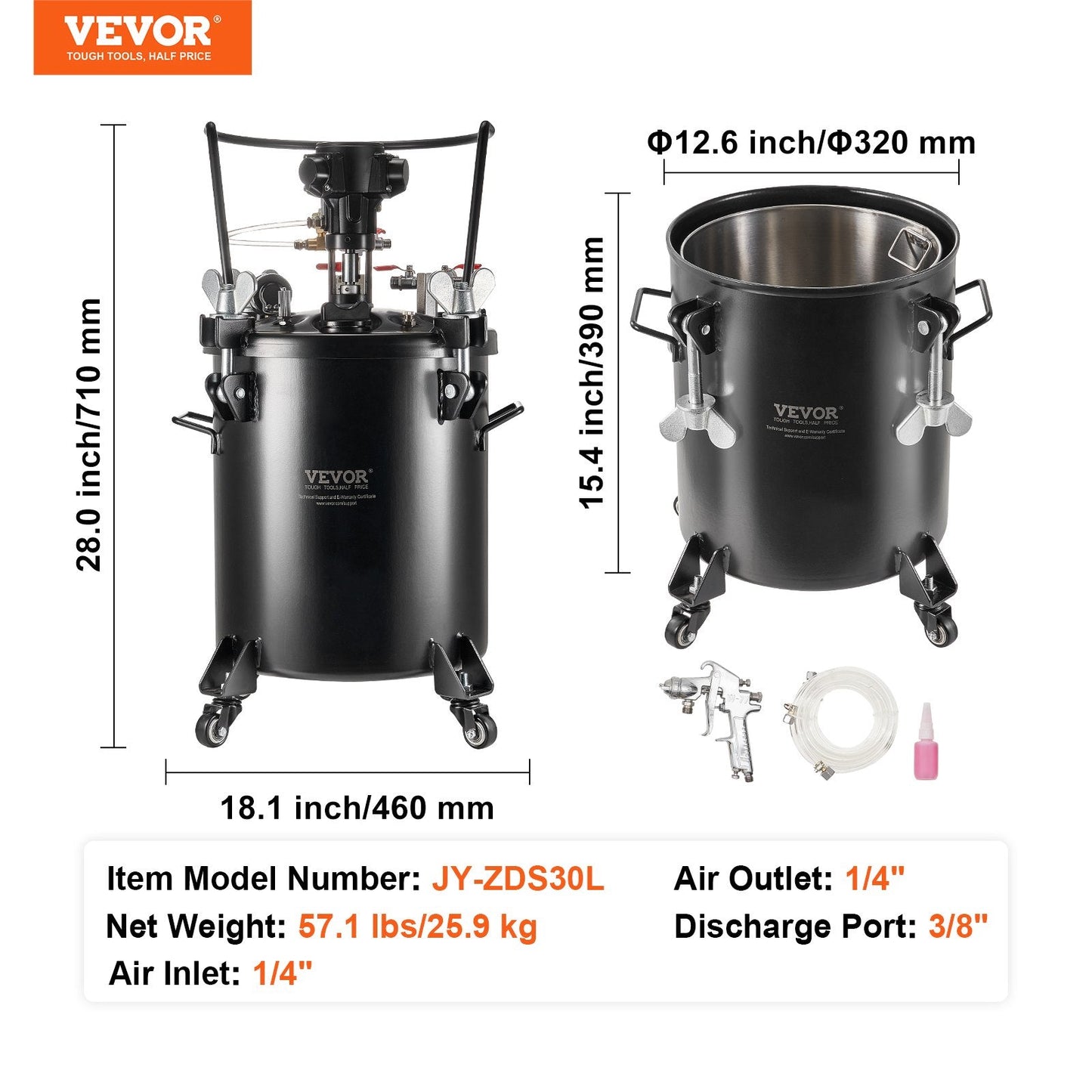 30L Spray Paint Pressure Pot with Auto Stir & 70 PSI for Large Areas