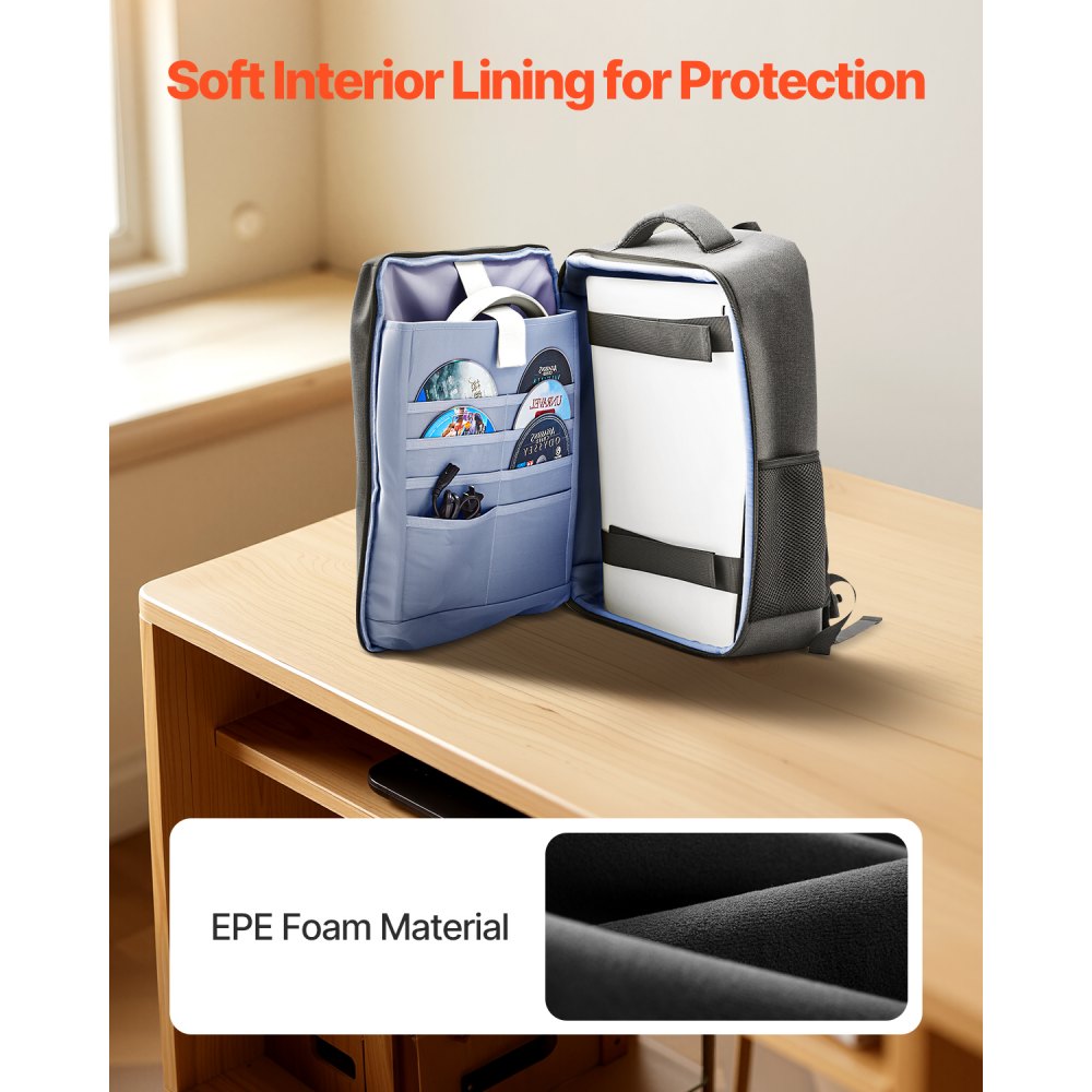 VEVOR PS5 Backpack Dual Shoulder Travel Bag for Playstation 5 PS5 Slim Nylon