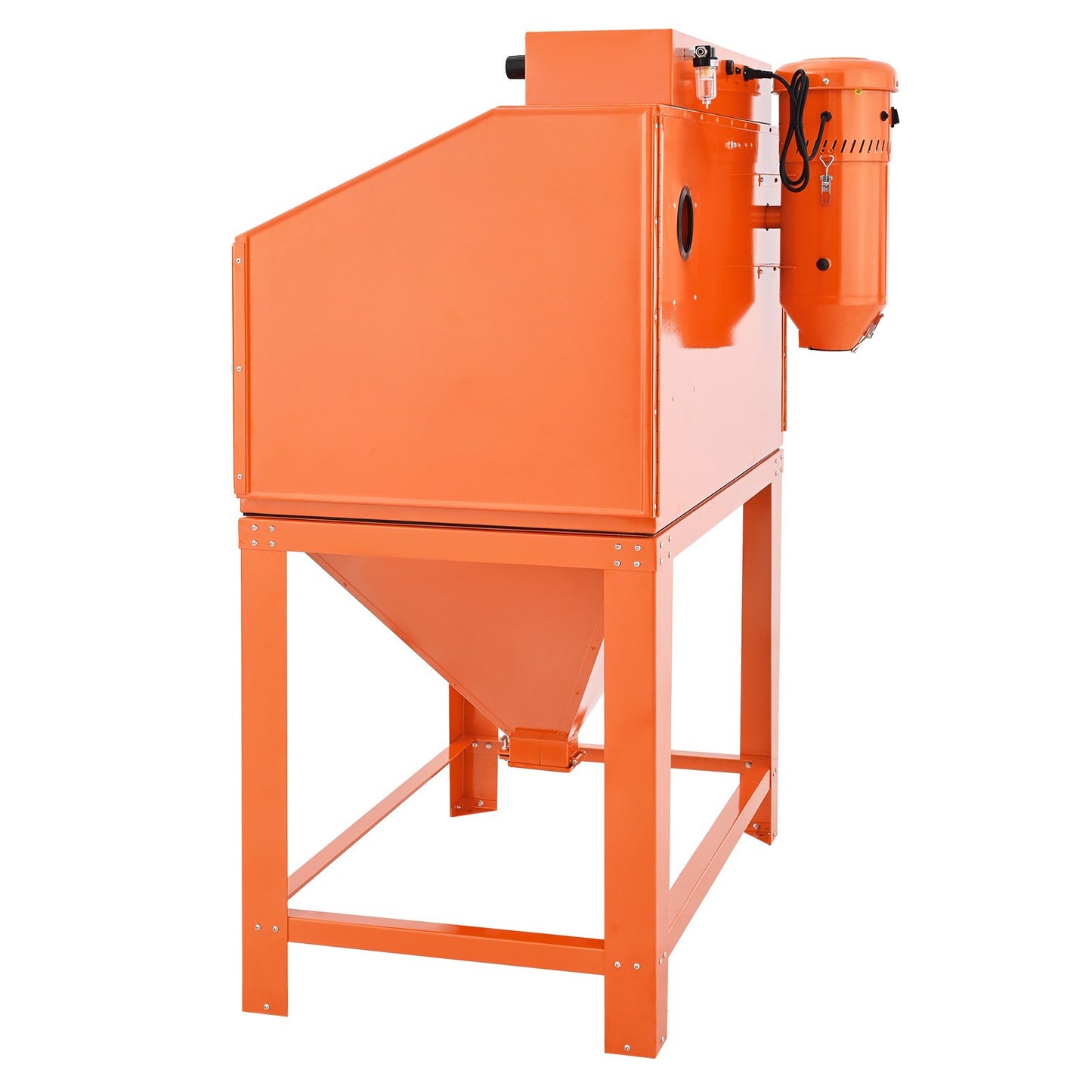 435L Sandblasting Cabinet, Heavy Duty Steel Sand Blaster with Dual Blasting Guns Kit, 117L Media Hopper & 1200W Powerful Dust Collector for Oversized Parts Rust Removal, Surface Finishing