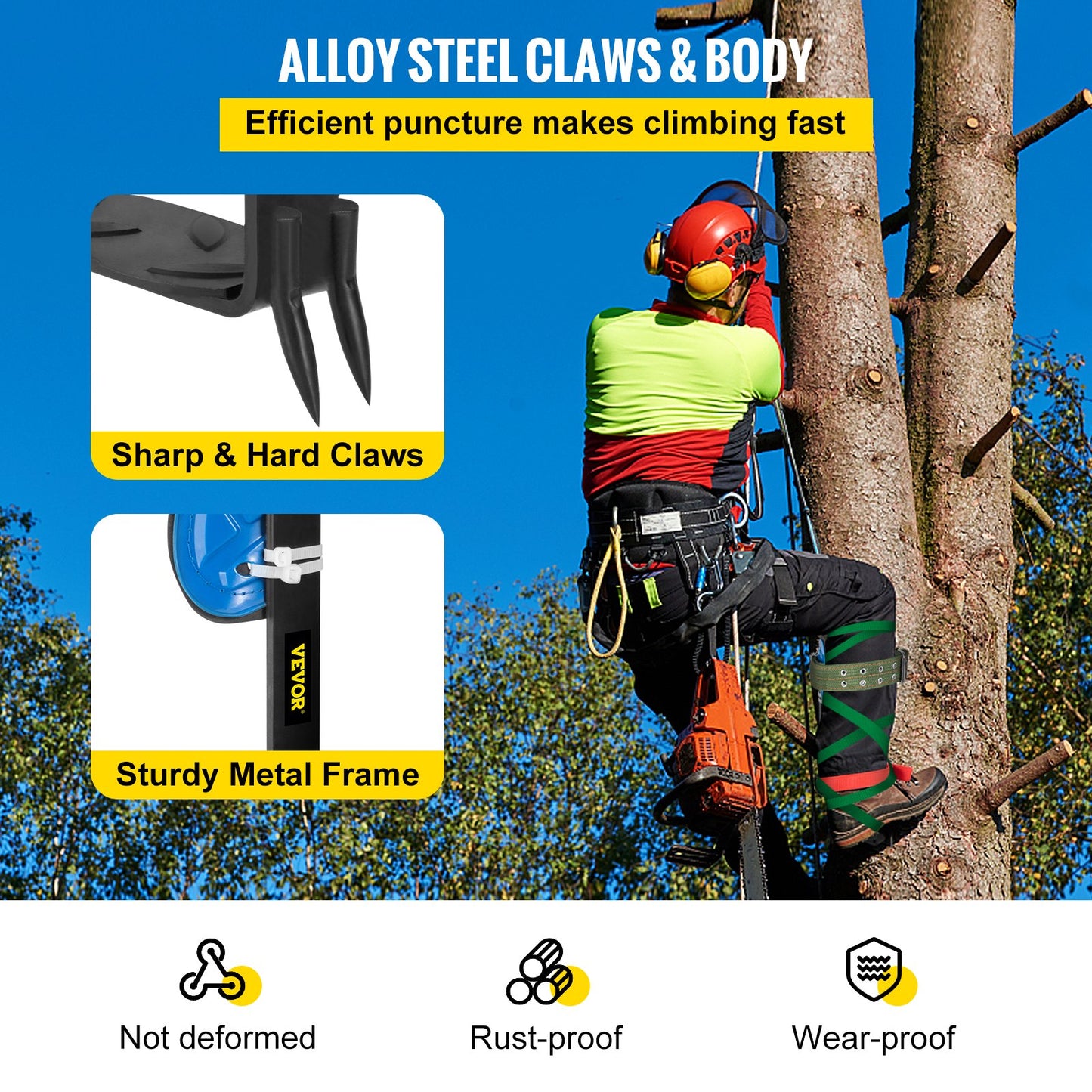 VEVOR Tree Climbing Spike Set Pole Climbing Spurs W/ Security Belt & Foot Strap