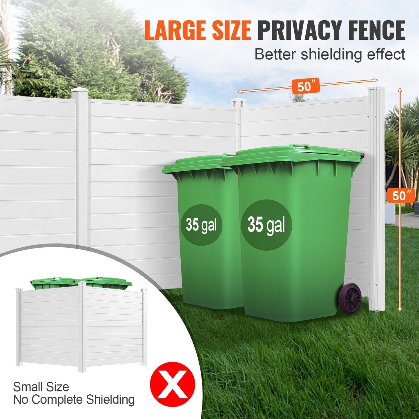 Outdoor Privacy Screen, 1.27m x 1.27m, Vinyl Fence for AC & Pool Equipment