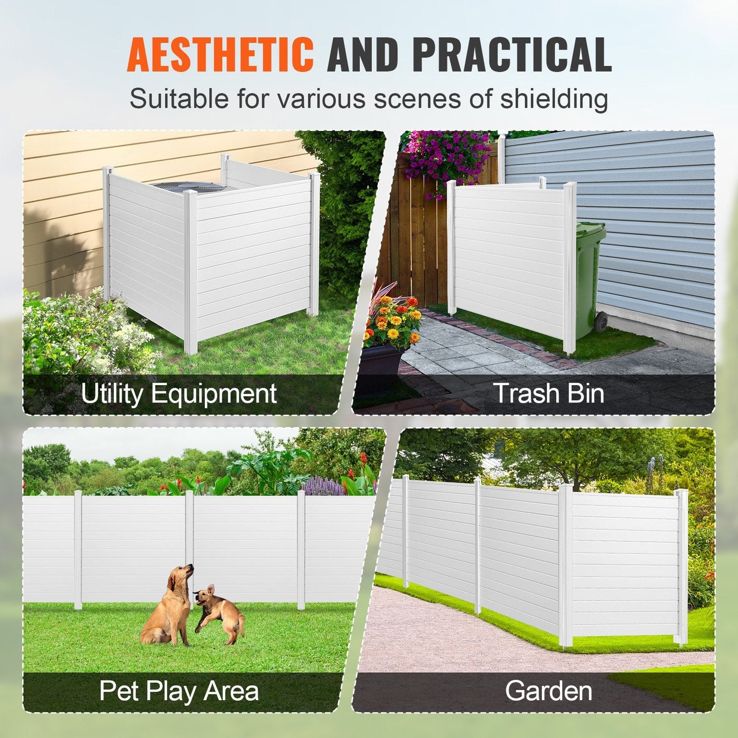 Outdoor Privacy Screen, 1.27m x 1.27m, Vinyl Fence for AC & Pool Equipment