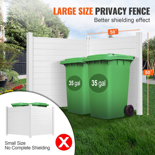 Outdoor Privacy Fence Panels, 2 Sides, 1.27m x 1.27m, Durable PVC Design
