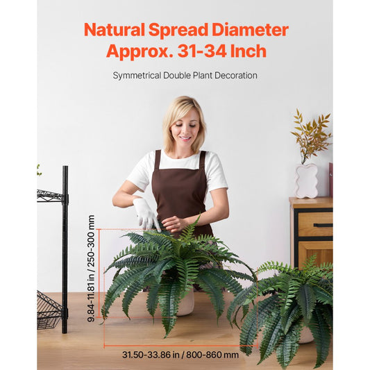 VEVOR 2Pcs Artificial Boston Ferns Plastic Fern 30 Branches Indoor Outdoor Decor