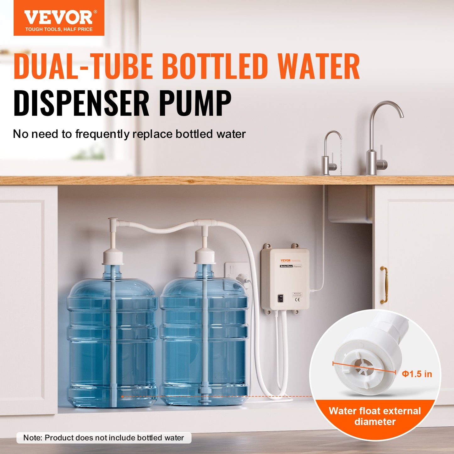VEVOR Bottled Water Dispenser Pump System, 2x5 Gallon Dispensing System, Automatic