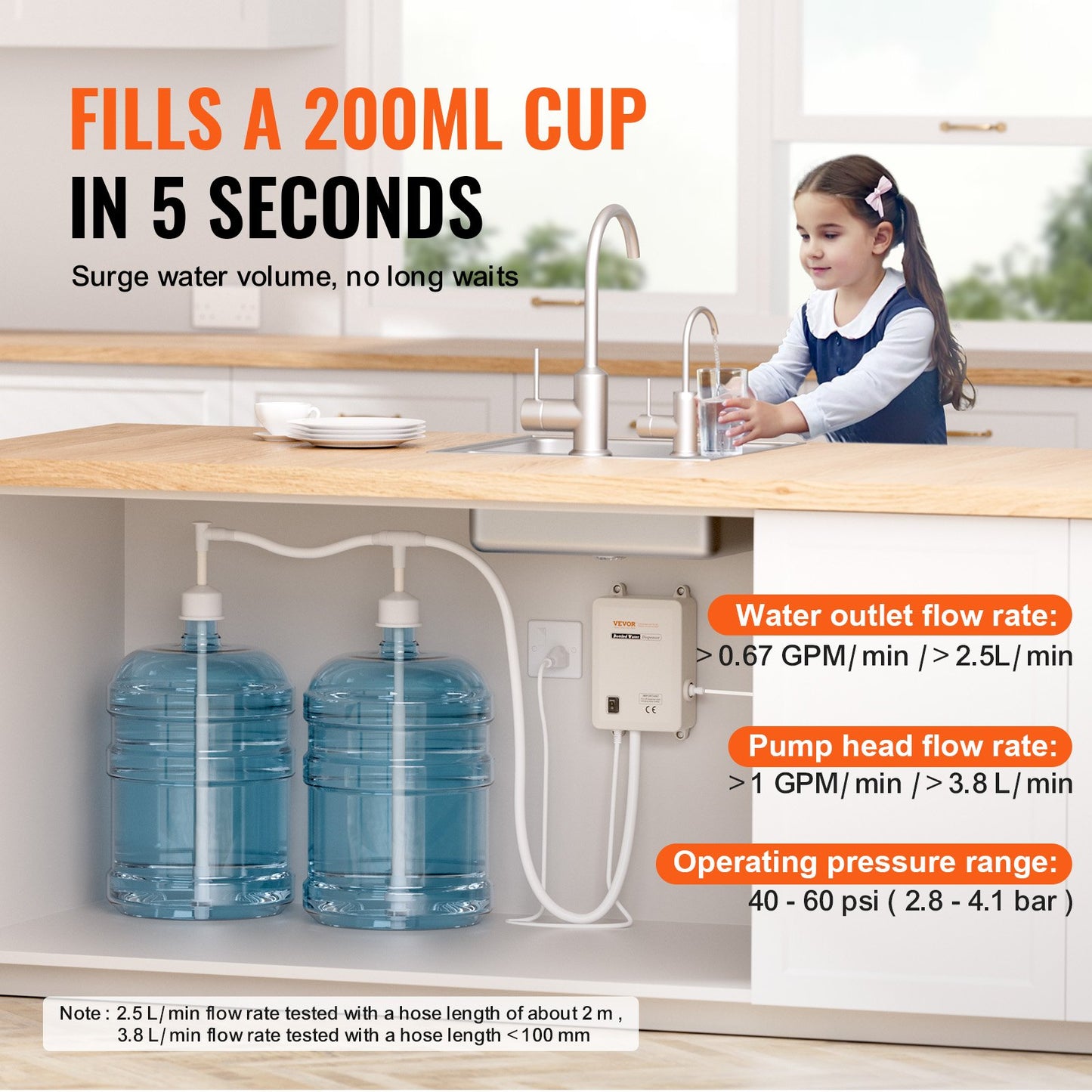 VEVOR Bottled Water Dispenser Pump System, 2x5 Gallon Dispensing System, Automatic