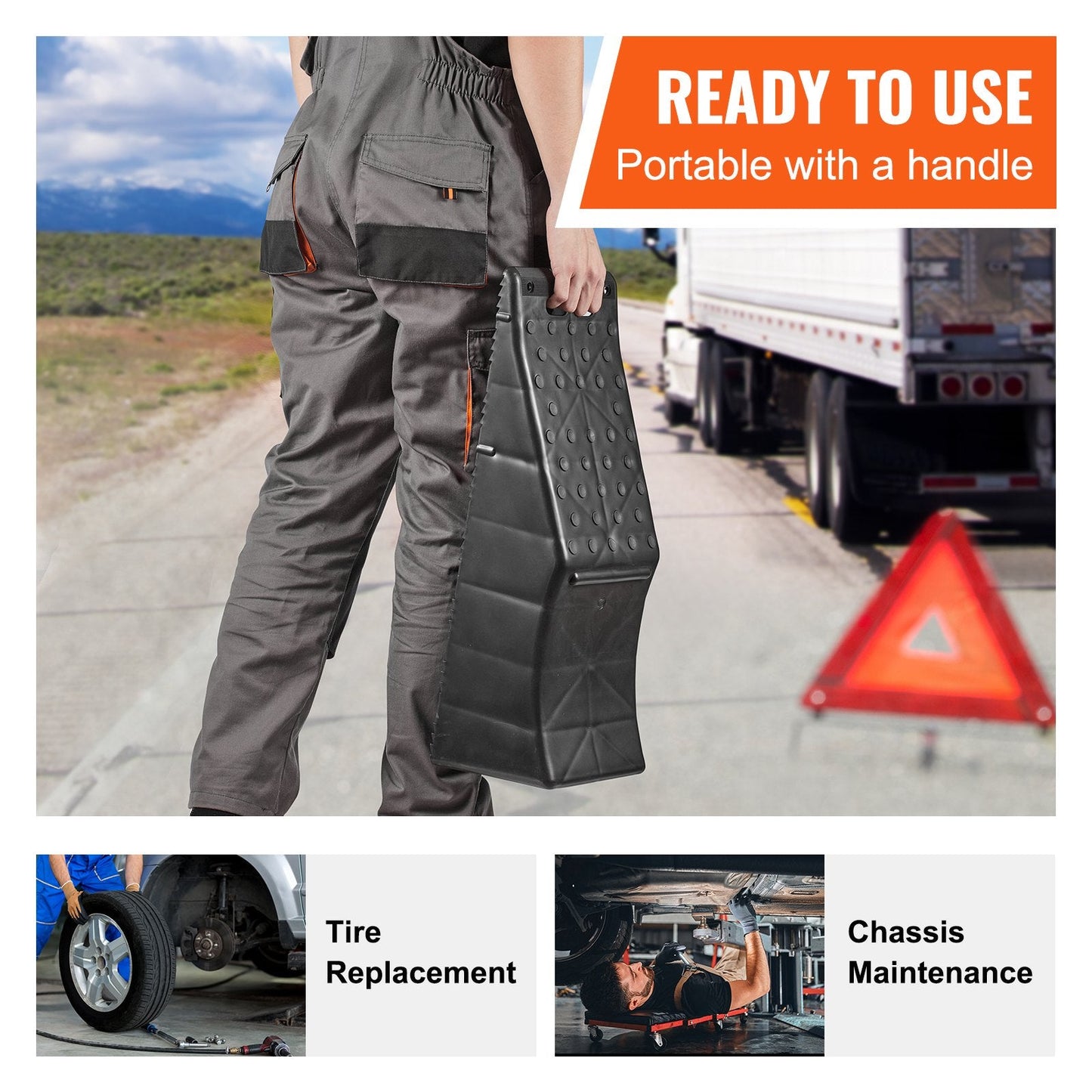 Heavy Duty Low Profile Car Service Ramp, 10 Ton Capacity, 0.14 Meter Lift Height