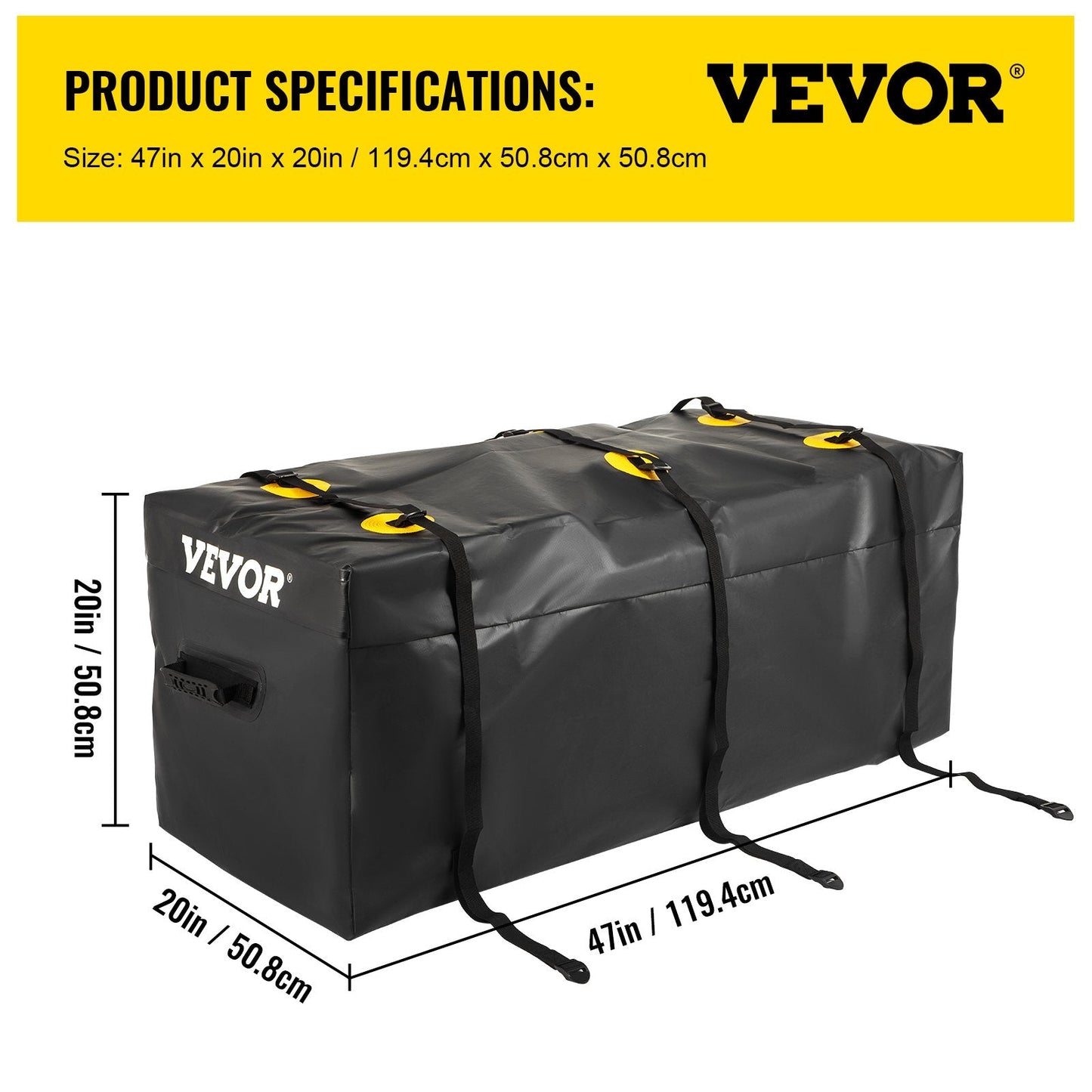 Waterproof Hitch Cargo Carrier Bag, 0.3 m³ Capacity, Heavy Duty with Straps