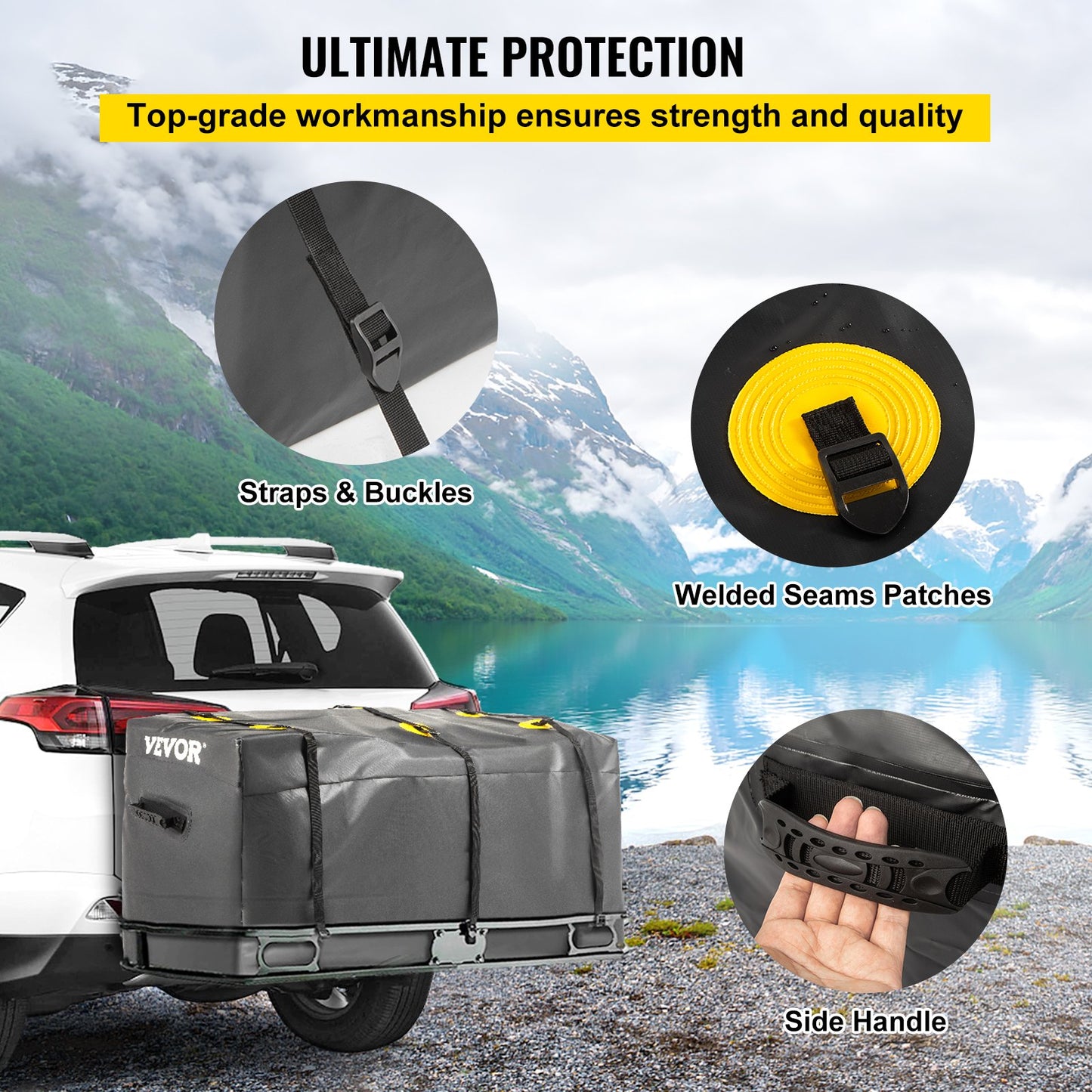 VEVOR Hitch Cargo Carrier Bag, Waterproof 840D PVC,121.9cmx50.8cmx55.9cm (12 Cubic