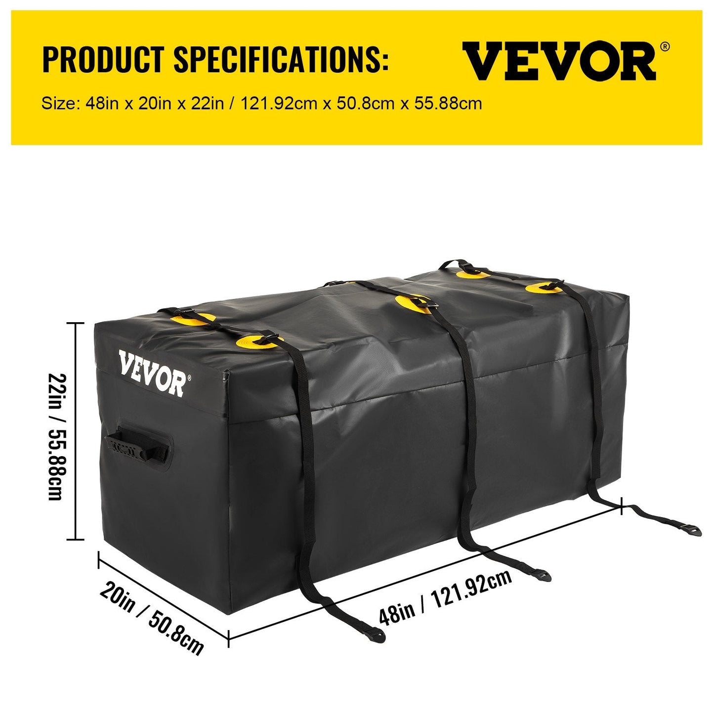 Waterproof 840D PVC Hitch Cargo Bag, 0.34m³, Reinforced Straps, Foldable Design