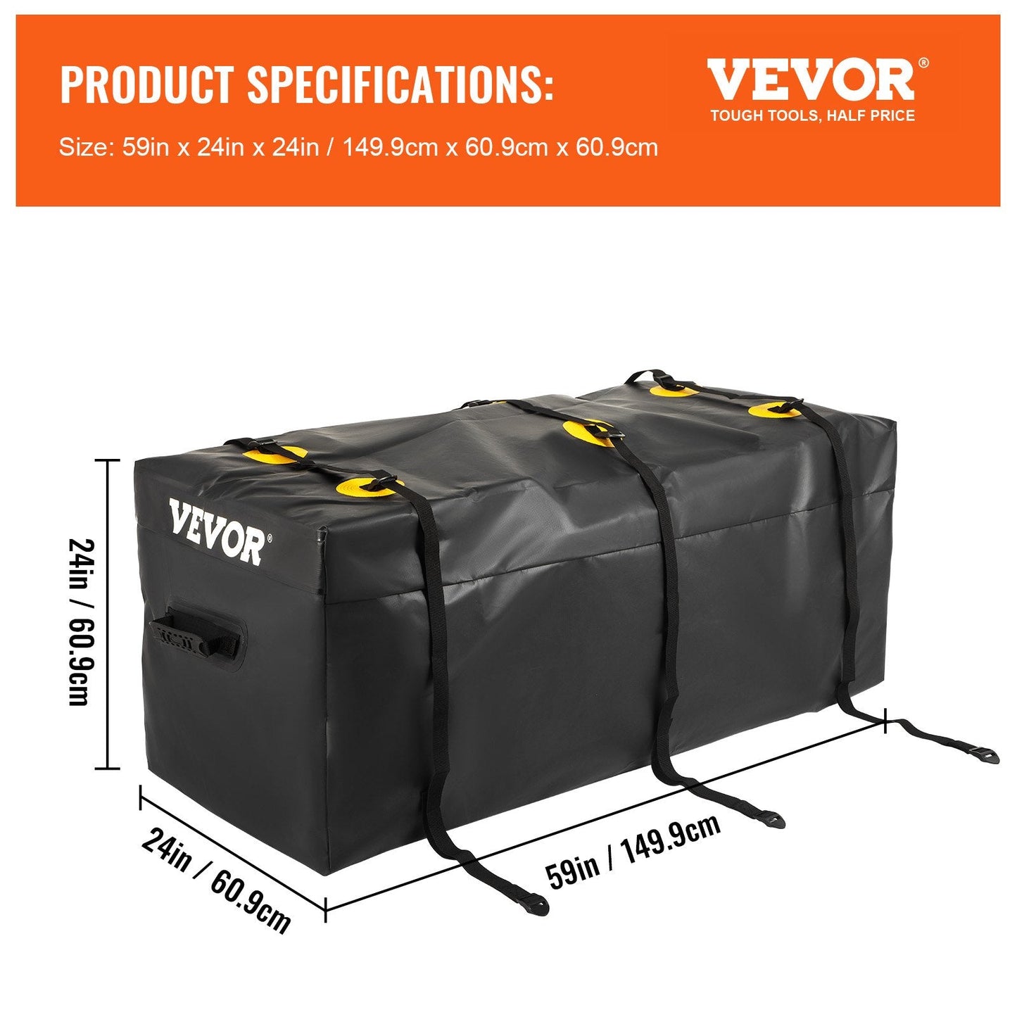 Waterproof 840D PVC Hitch Cargo Carrier Bag, 0.57 m³, Fits Cars & SUVs