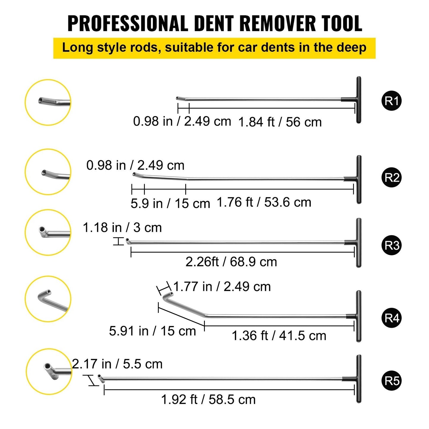 Stainless Steel Dent Repair Kit, 13 PCS with Detachable Heads for Cars & More
