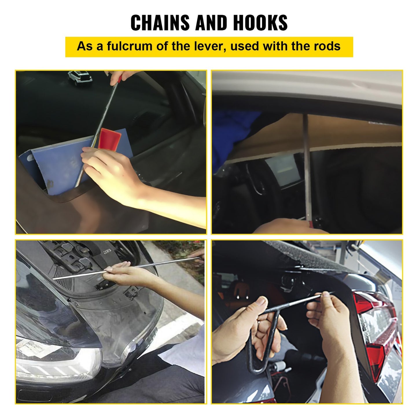 VEVOR Rods Dent Removal Kit, 20 Pcs Paintless Dent Repair Rods, Stainless Steel