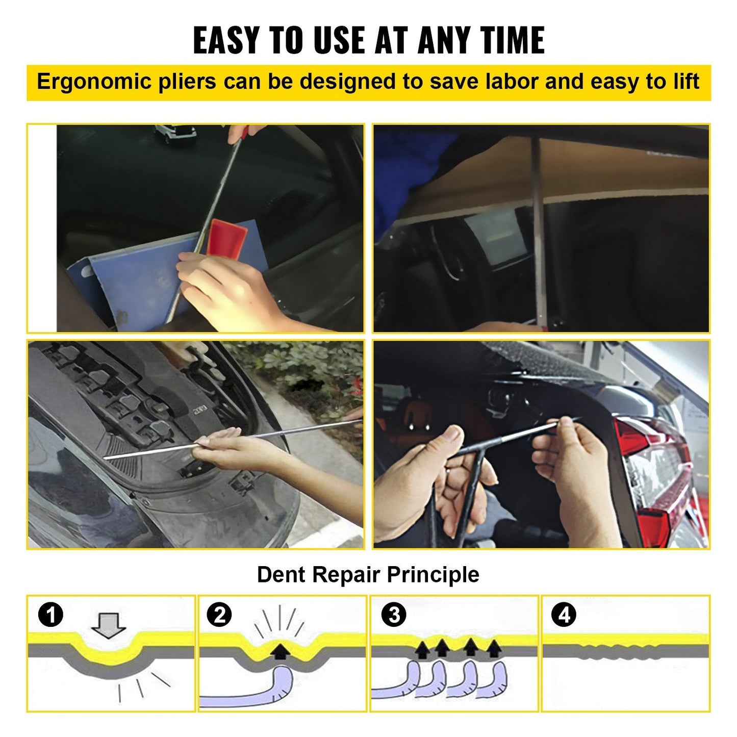 21-Piece Paintless Dent Repair Kit, Stainless Steel Rods, Hail & Ding Remover