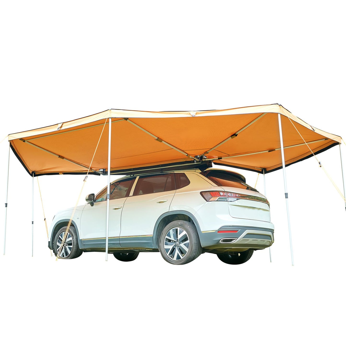 270 Degree Awning with Bulit-in LED Lights, 10.9 ㎡ Driver Side Vehicle Awning, Waterproof UV50+ Car Side Awnings, All-Weather Free-Standing Overland Awnings Car Shelter for SUV Truck Camping
